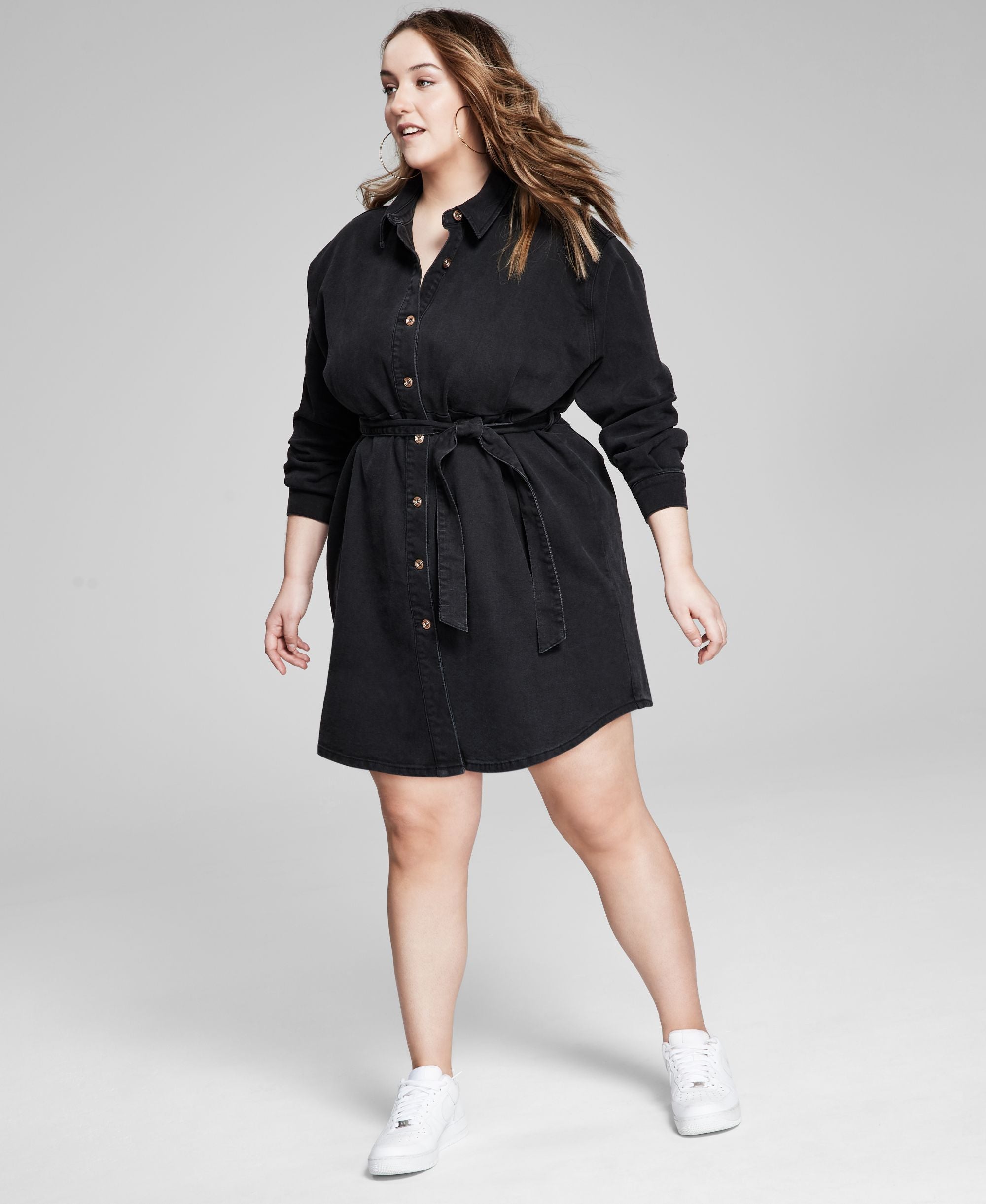 Now This Modern Plus Size Tie-Waist Shirtdress