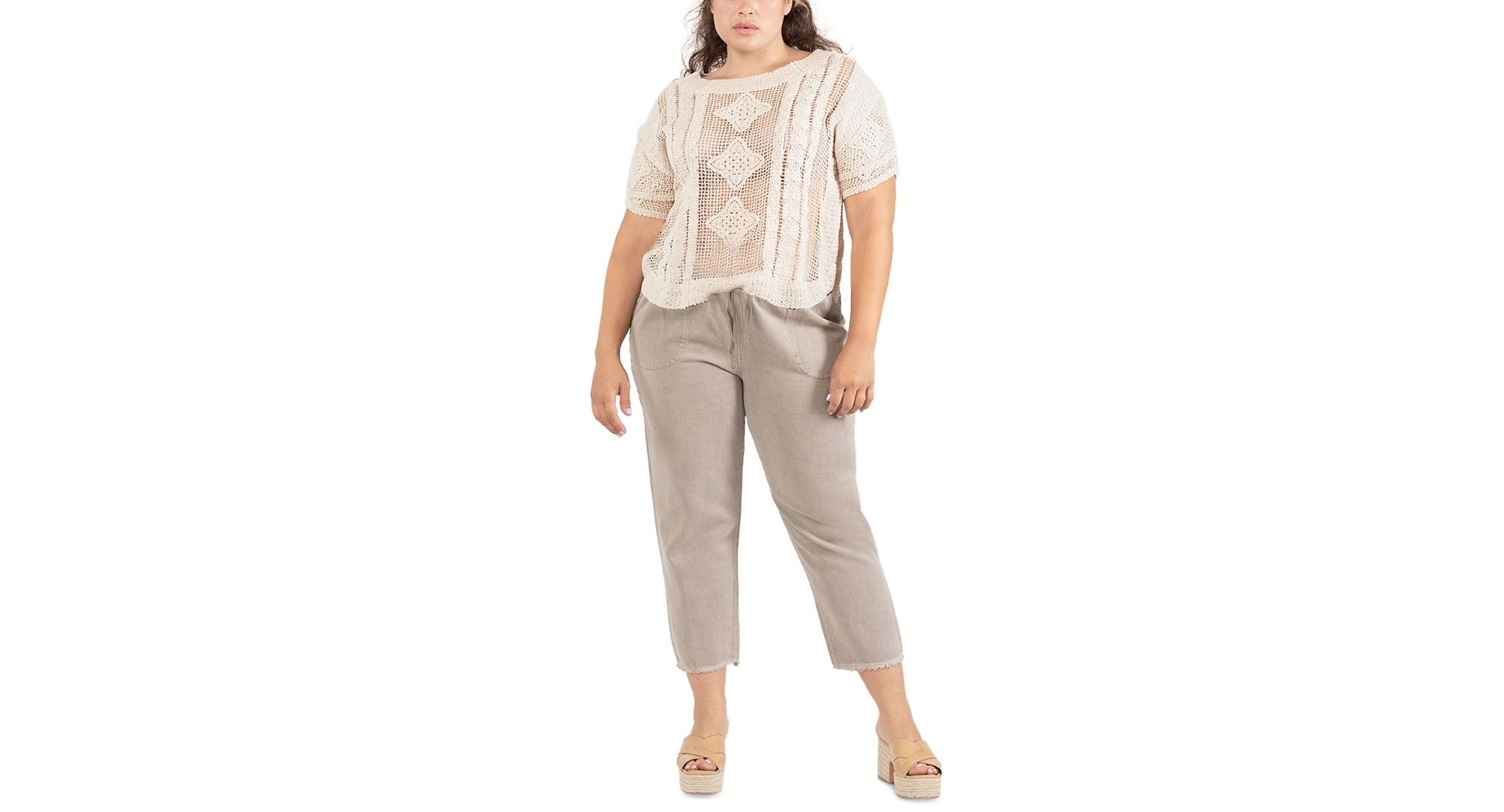 Black Tape Modern Plus Size Frayed Hem Drawstring Signature Pants