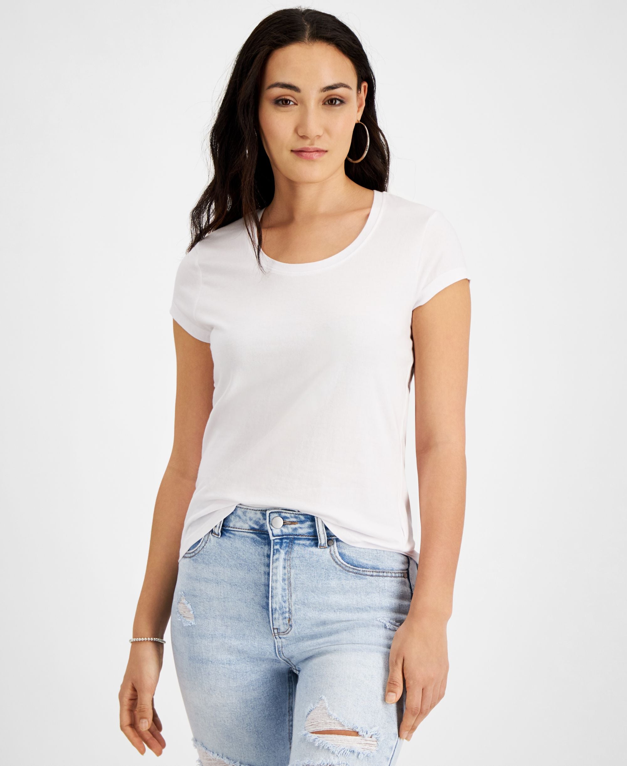 Jamie Layla Petite Scoop Neck Cap Sleeve T-Modern Shirt