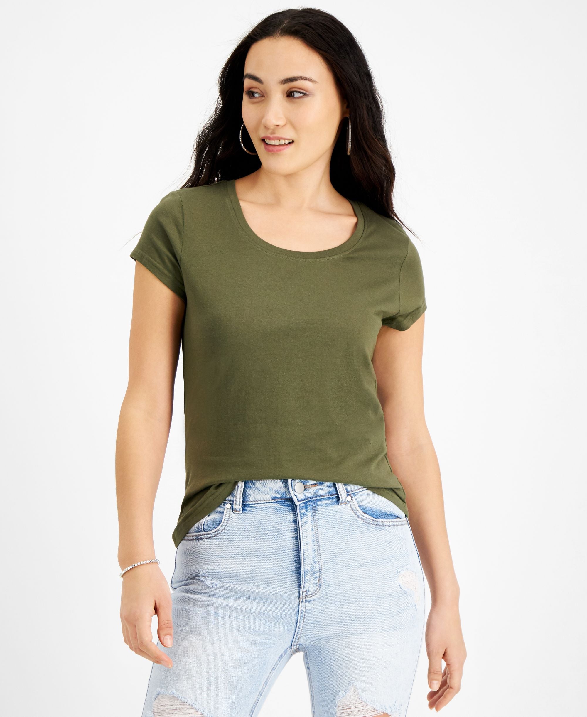 Jamie Layla Petite Scoop Neck Cap Sleeve T-Modern Shirt