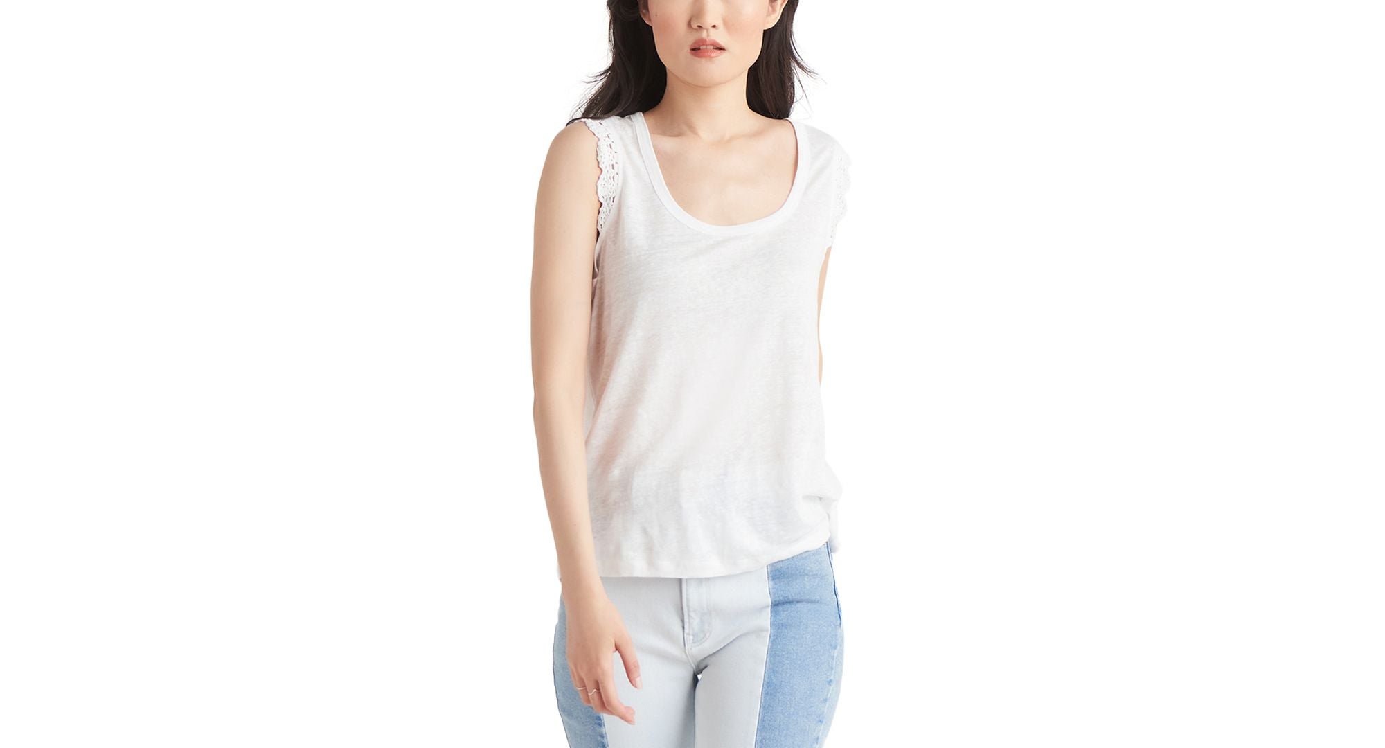 Black Tape Petite Crochet Trim Tank Premium Top