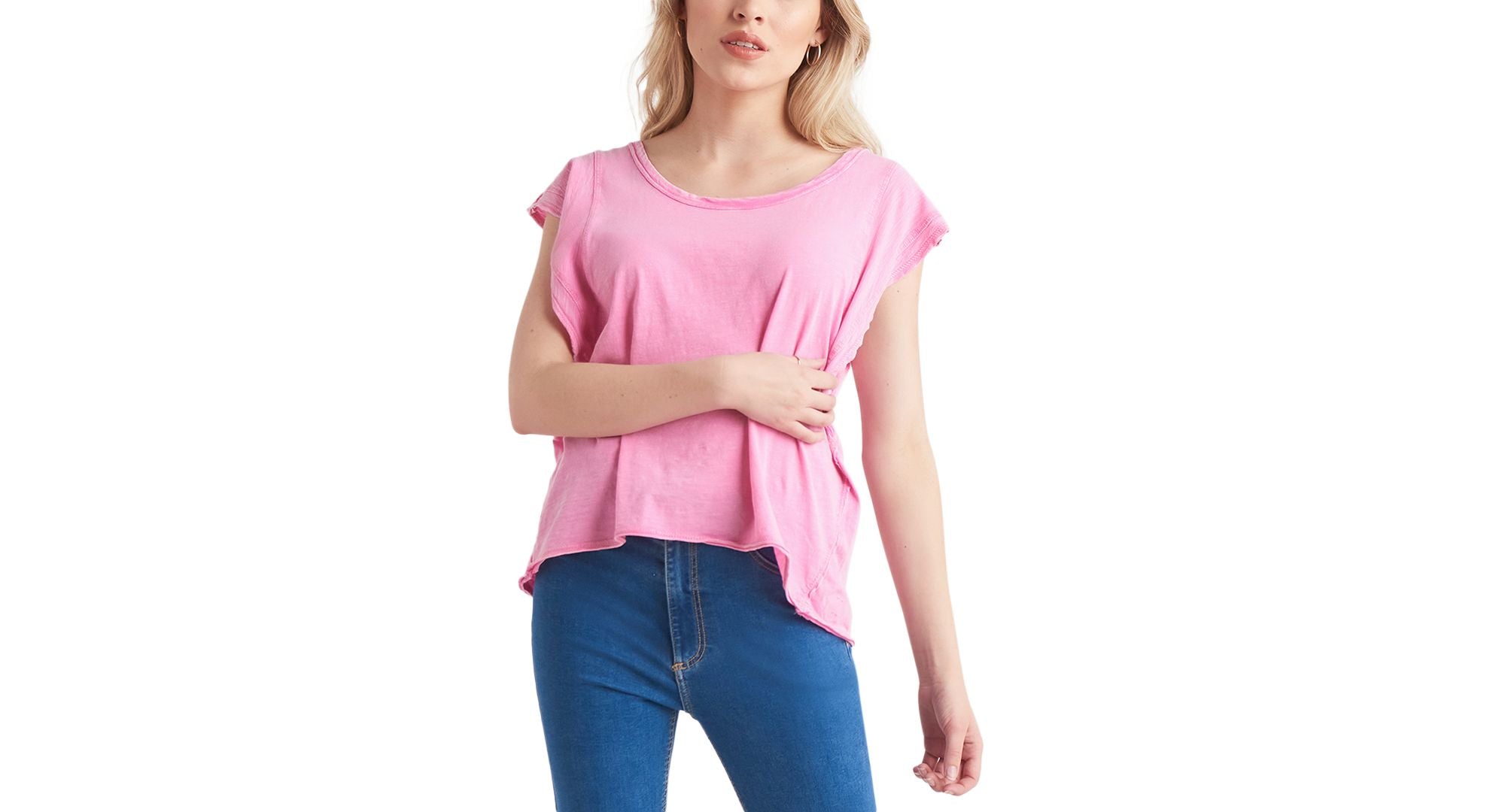 Black Tape Petite Cotton Flutter-Sleeve Premium Top