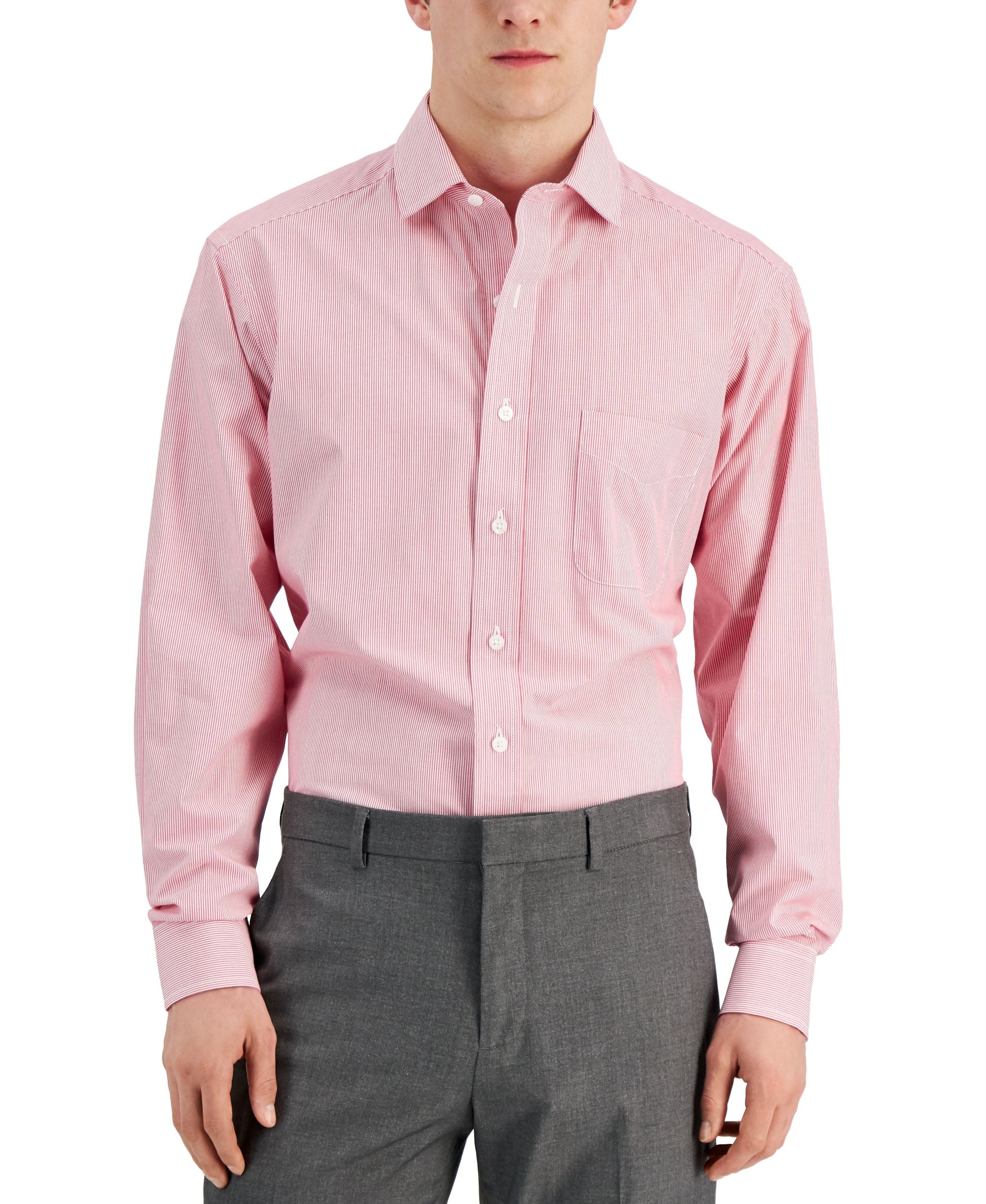 Club Room Mens Regular Fit Cotton Stripe Dress Modern Shirt