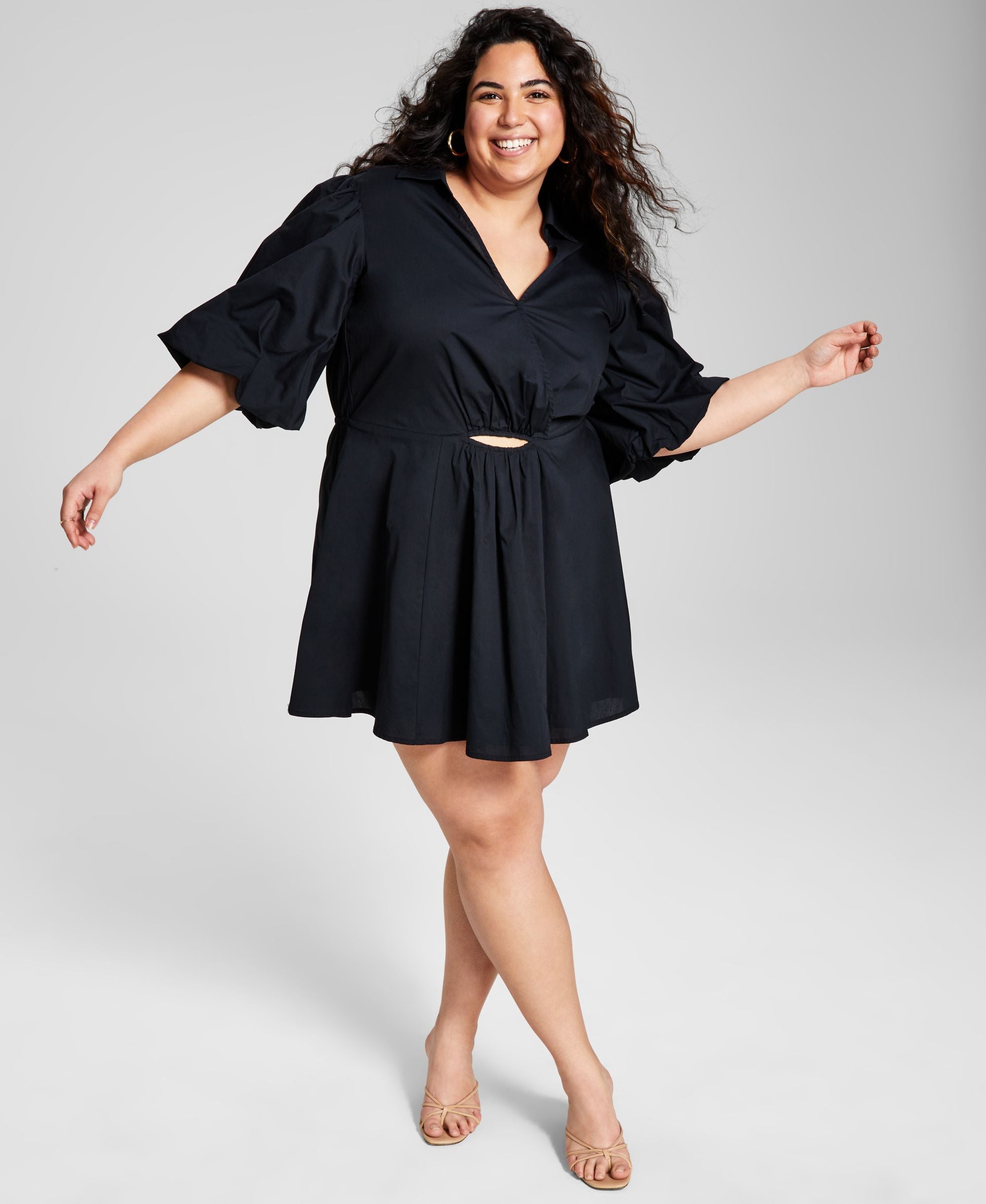 Now This Modern Plus Size Cutout Poplin Dress