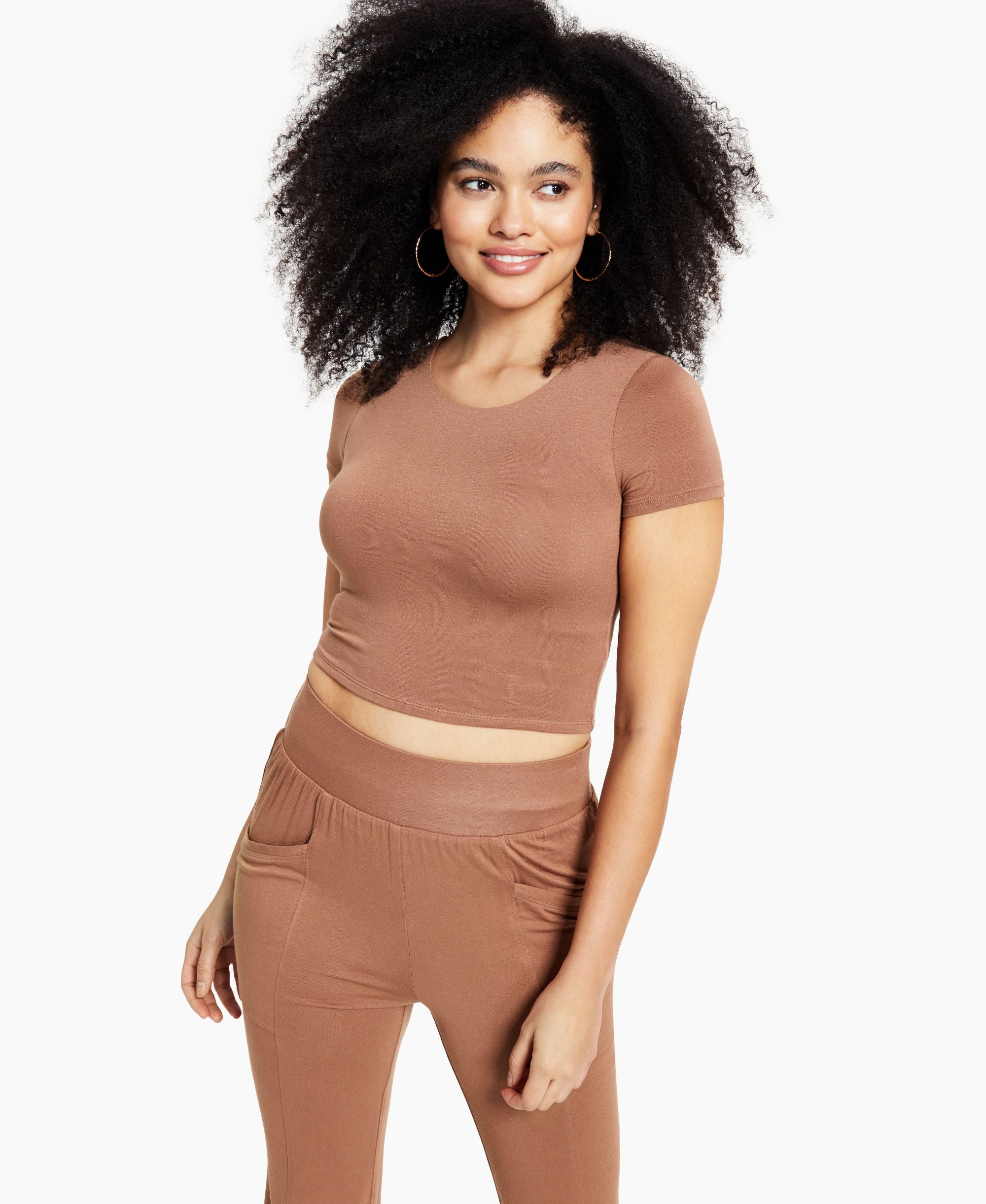 Bar III Crepe Cropped T-Modern Shirt