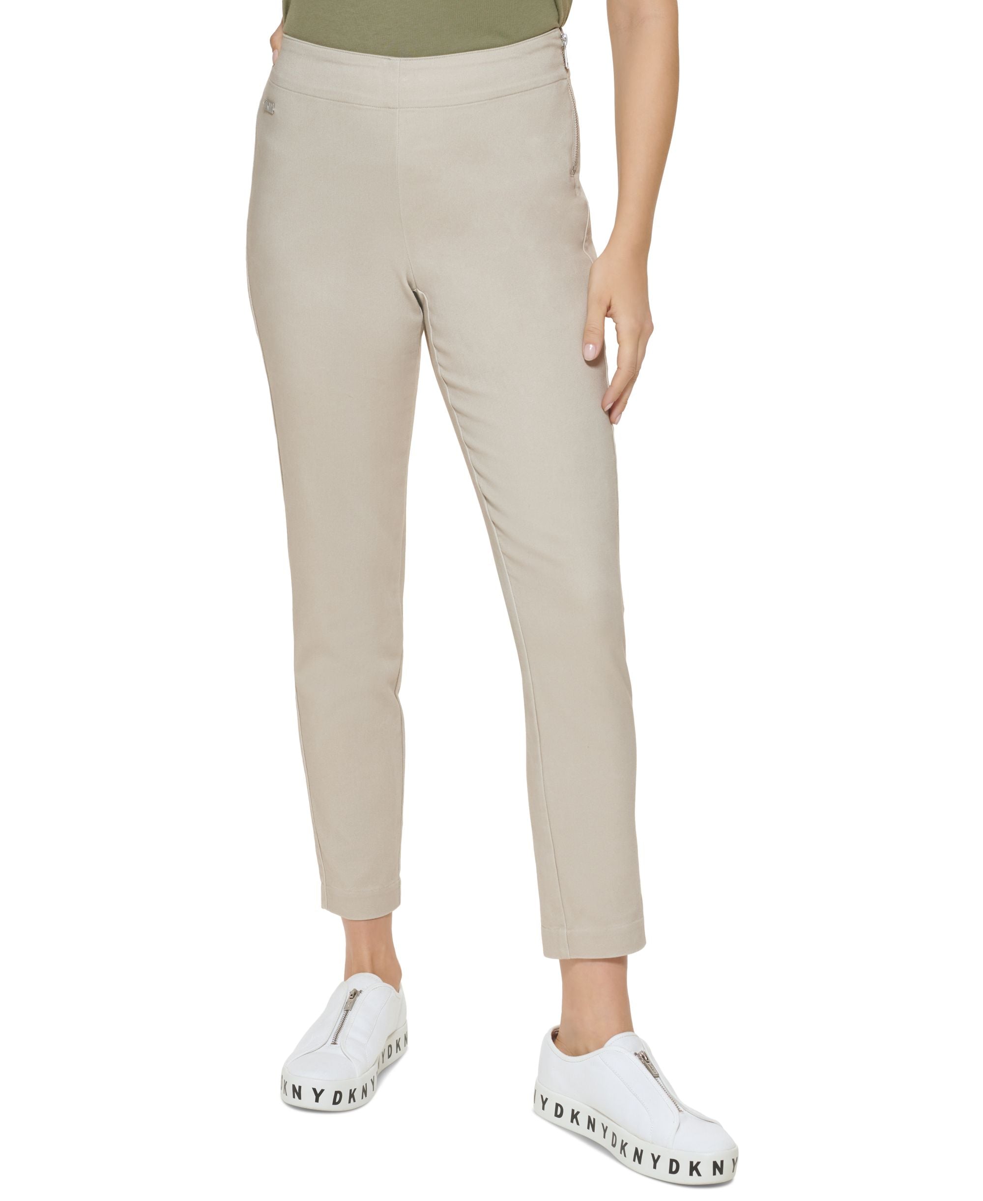 DKNY Twill Side Zip Ankle Signature Pants