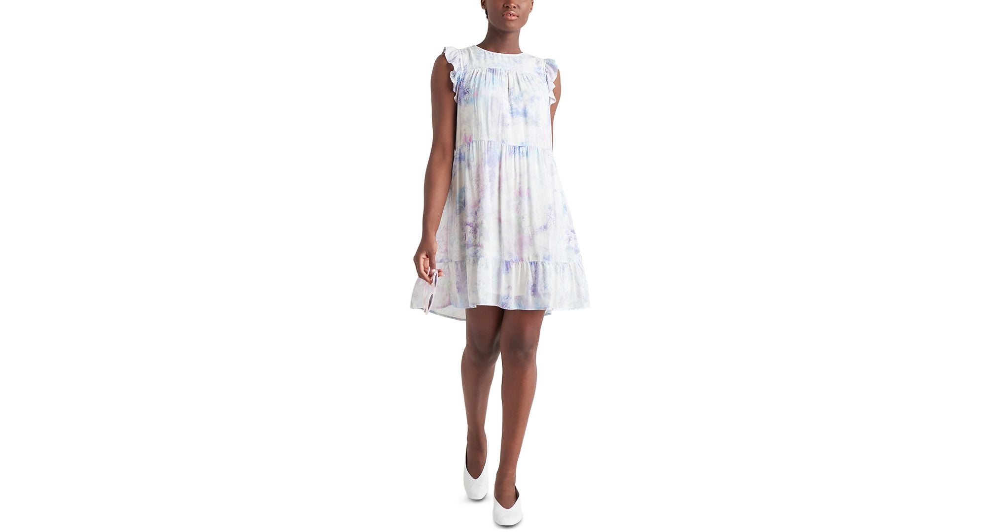 Black Tape Tiered Flounce Ruffled Dress