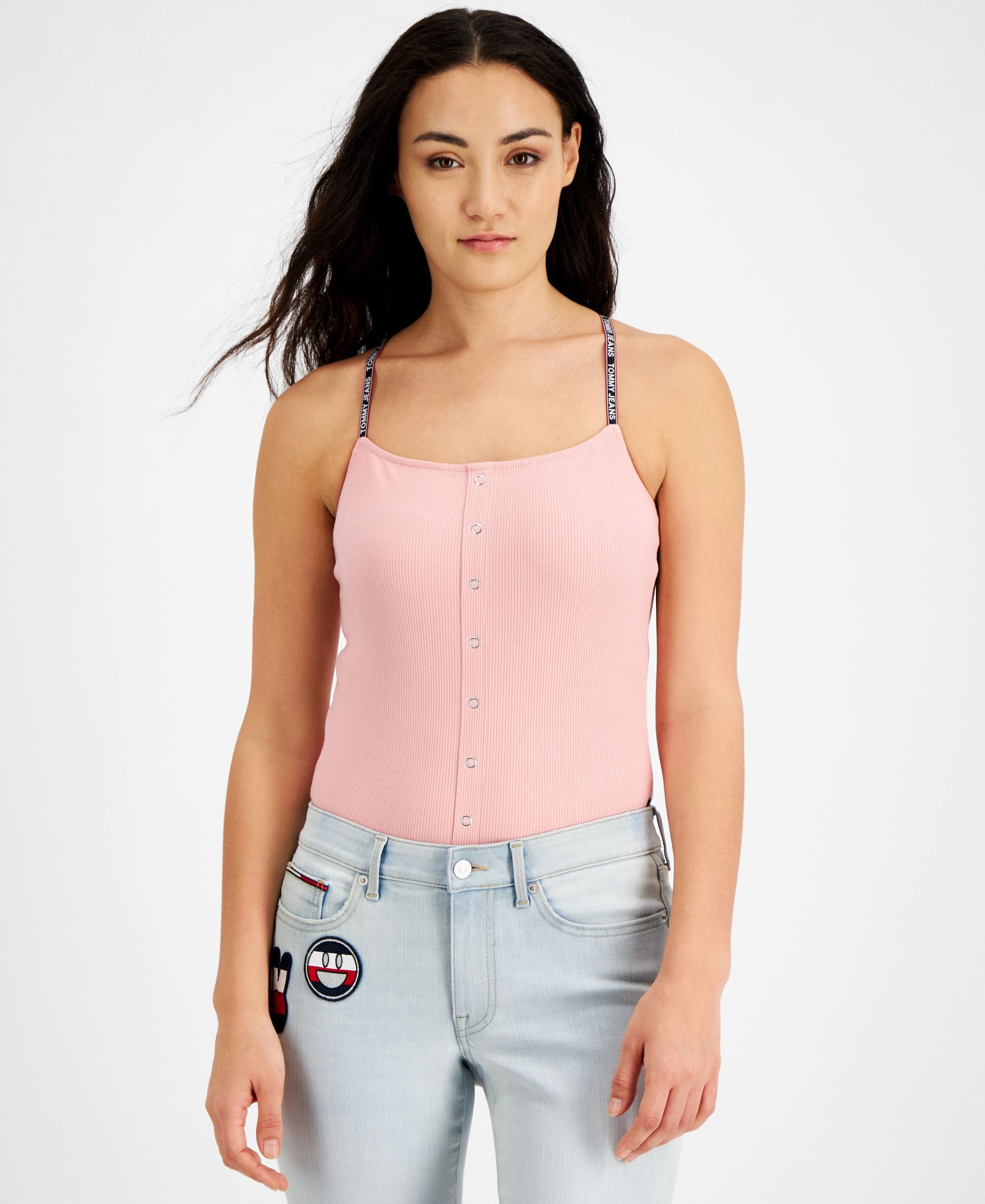 Tommy Premium Jeans Ribbed Spaghetti Strap Bodysuit