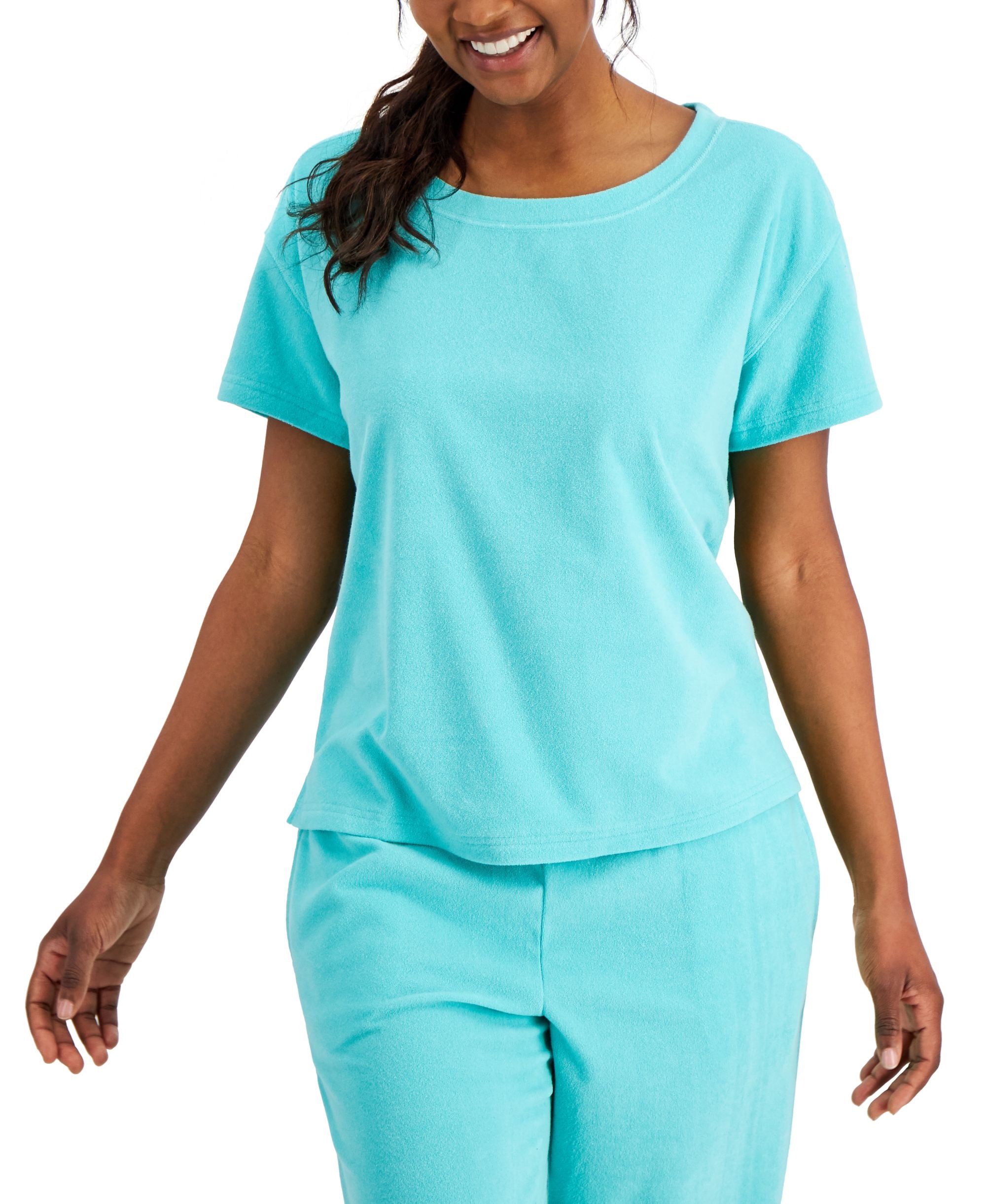 Jenni Womens Terry Cloth Crewneck Premium Top