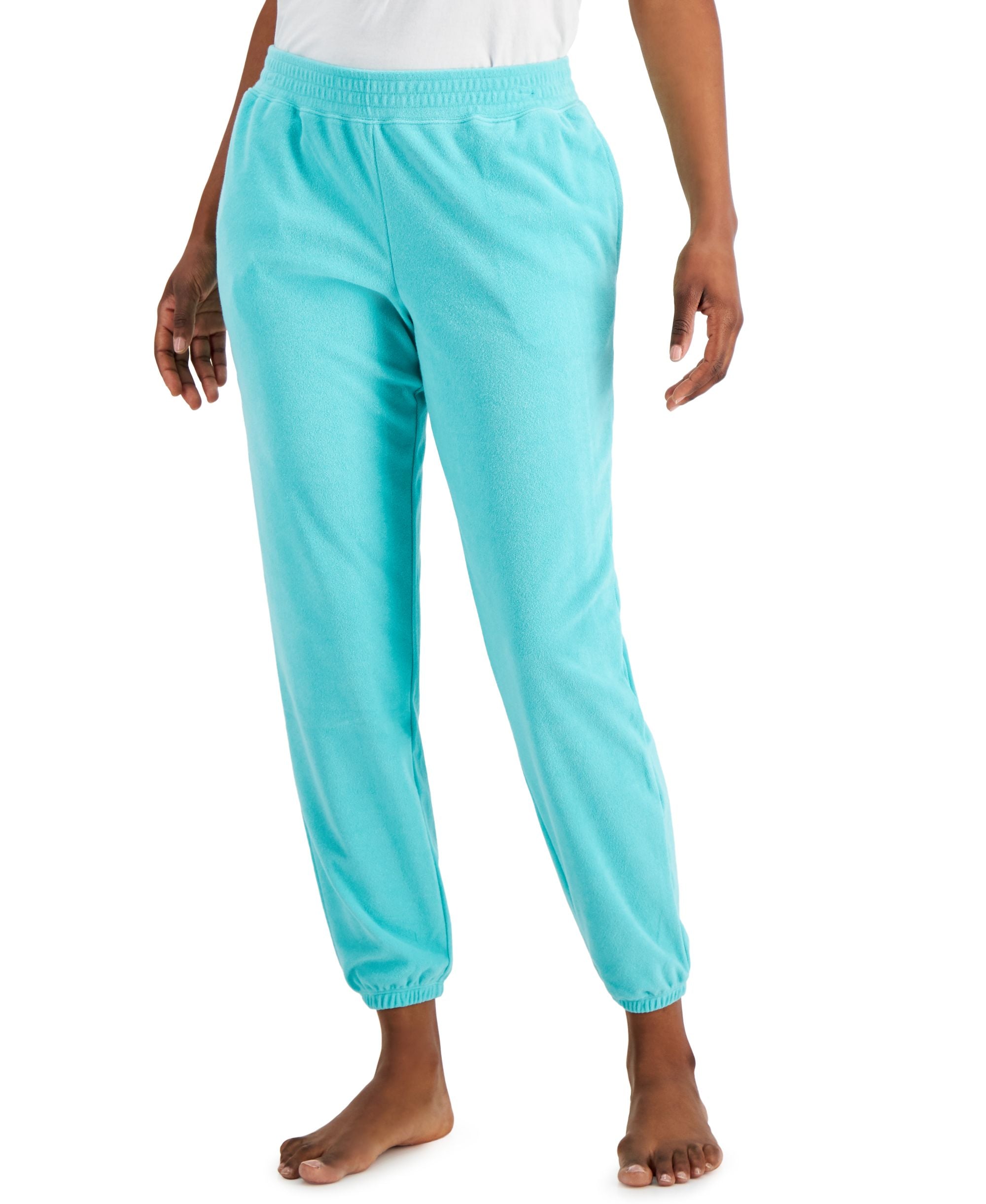 Jenni Womens Smocked Waist Terrycloth Jogger Signature Pants
