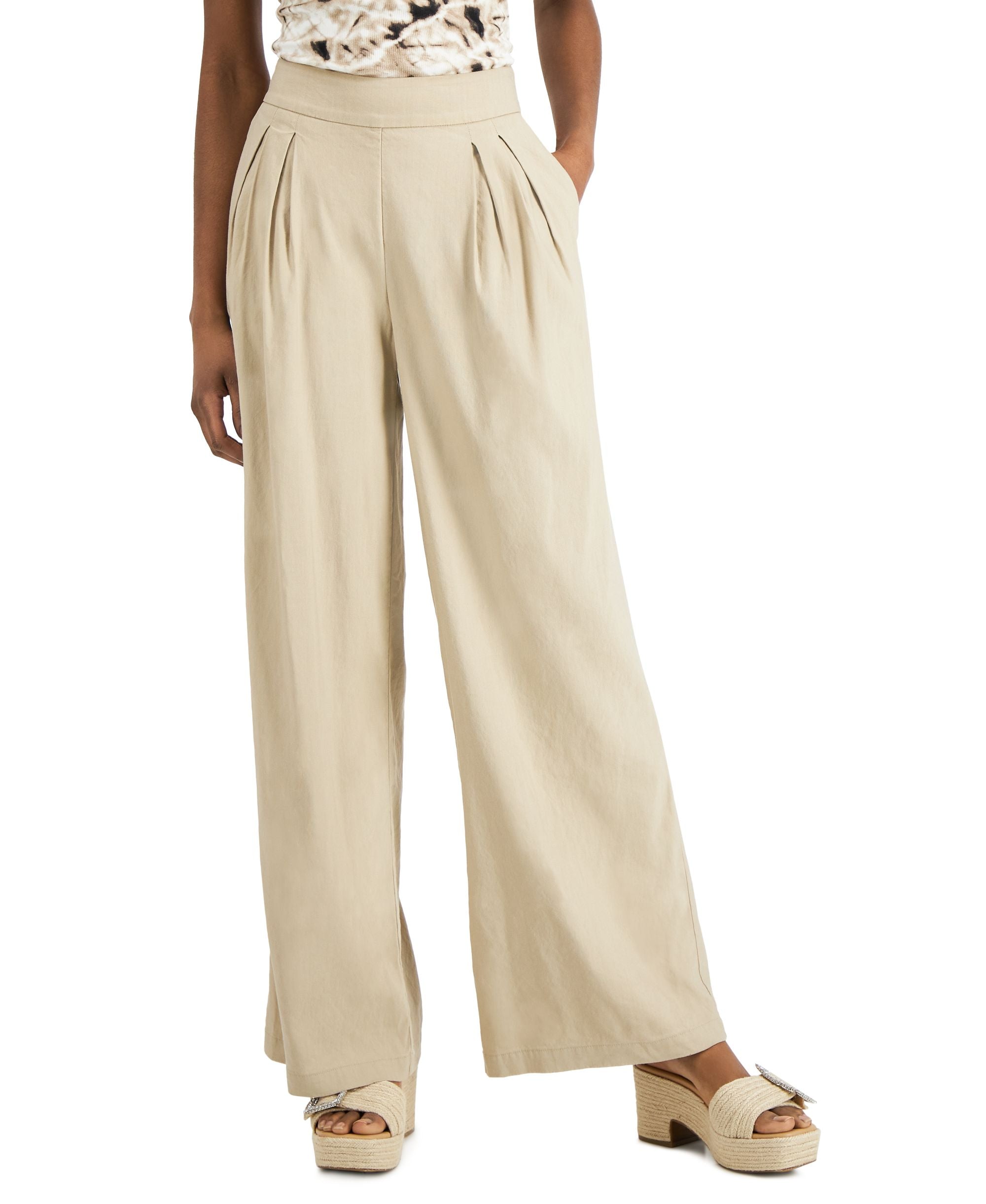 INC International Concepts High Rise Comfort-Waist Wide-Leg Signature Pants
