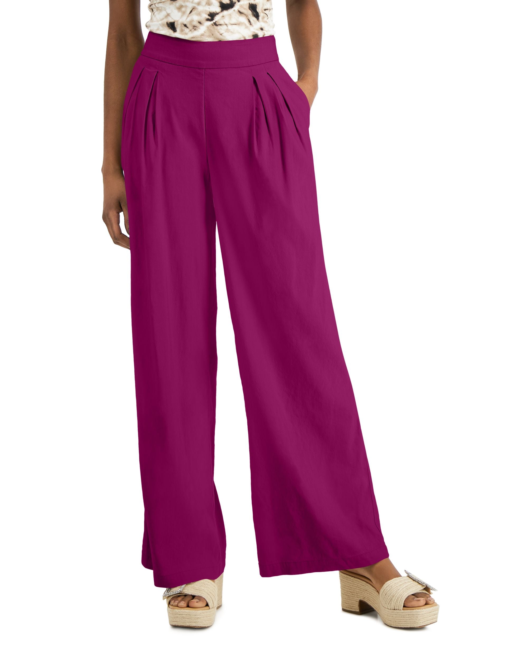 INC International Concepts High Rise Comfort-Waist Wide-Leg Signature Pants