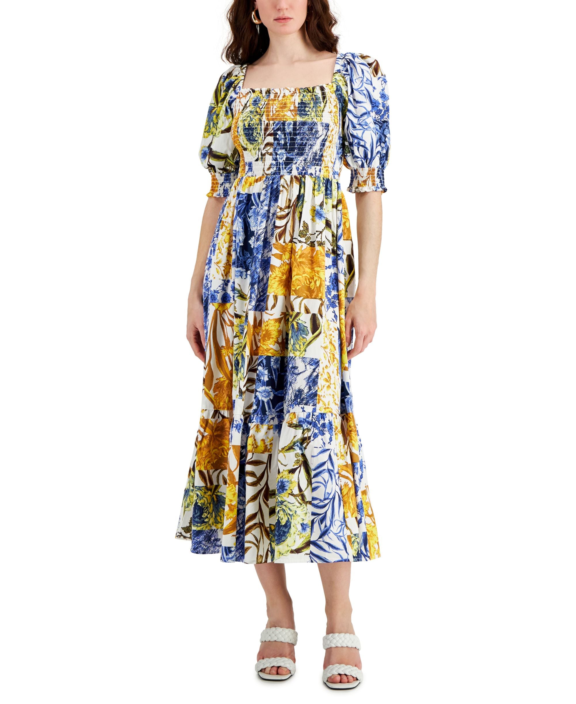 INC International Concepts Puff-Sleeve Print Dress