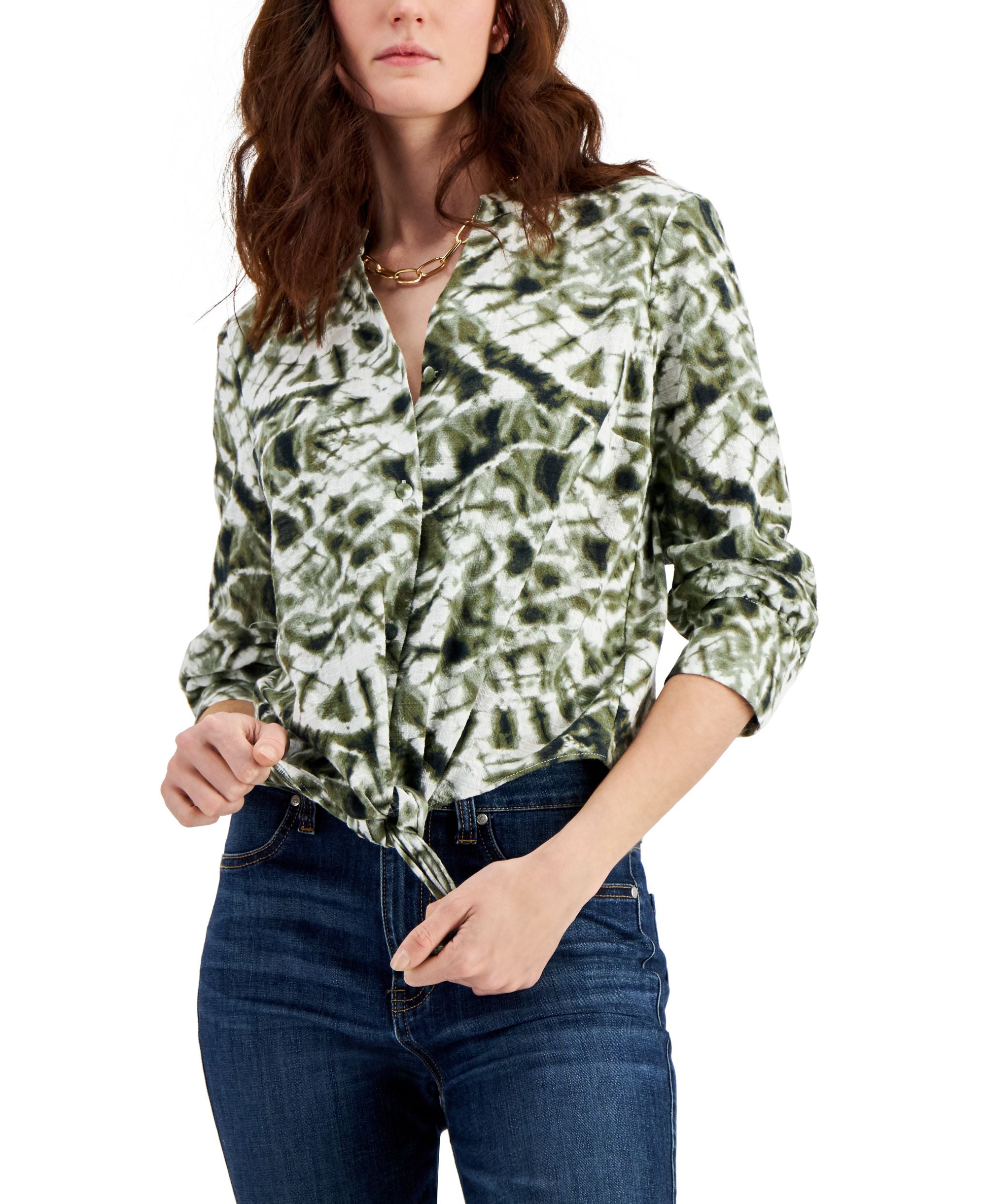INC International Concepts Womens Tie Hem Premium Top
