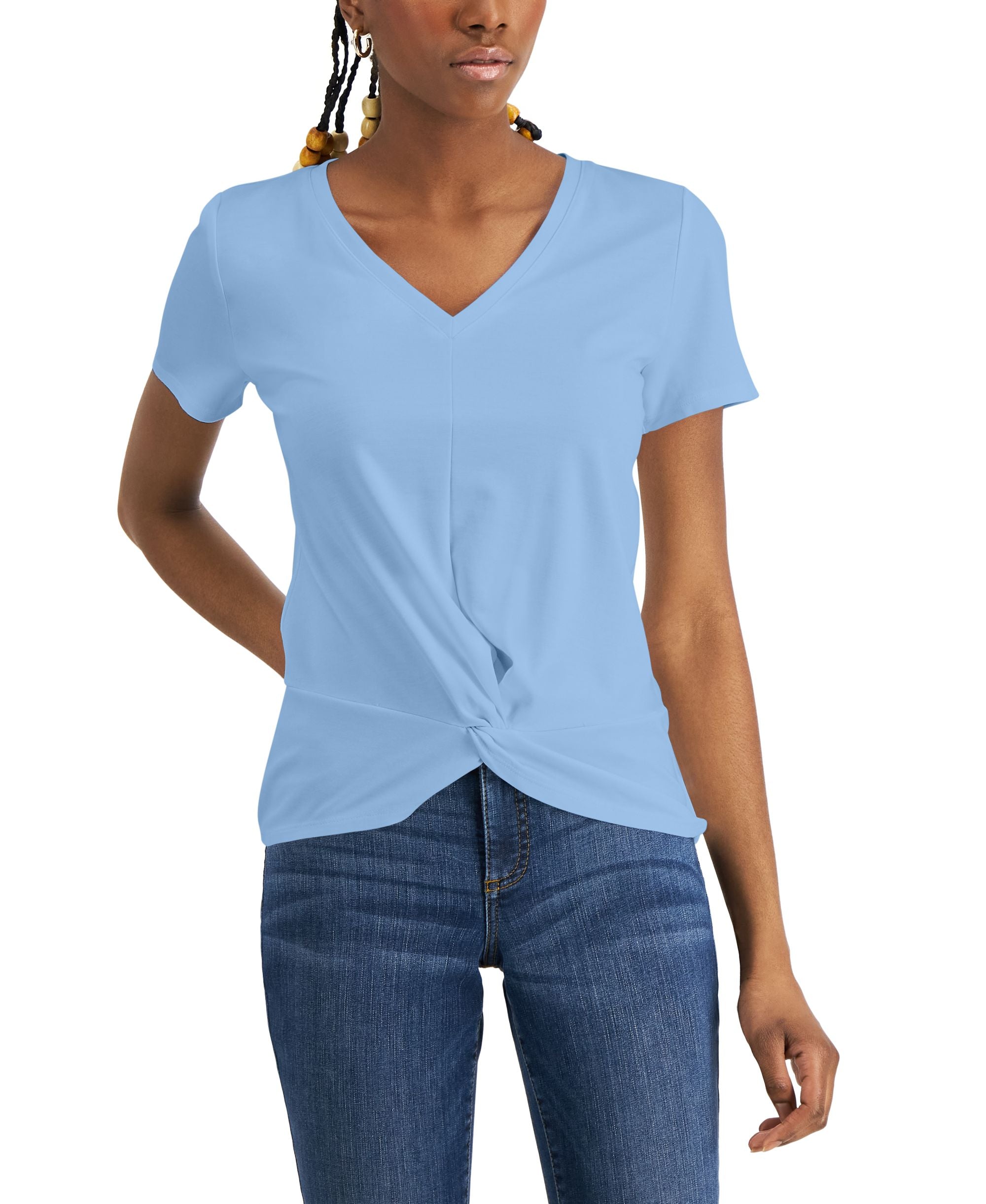 INC International Concepts Womens Twist Front Premium Top