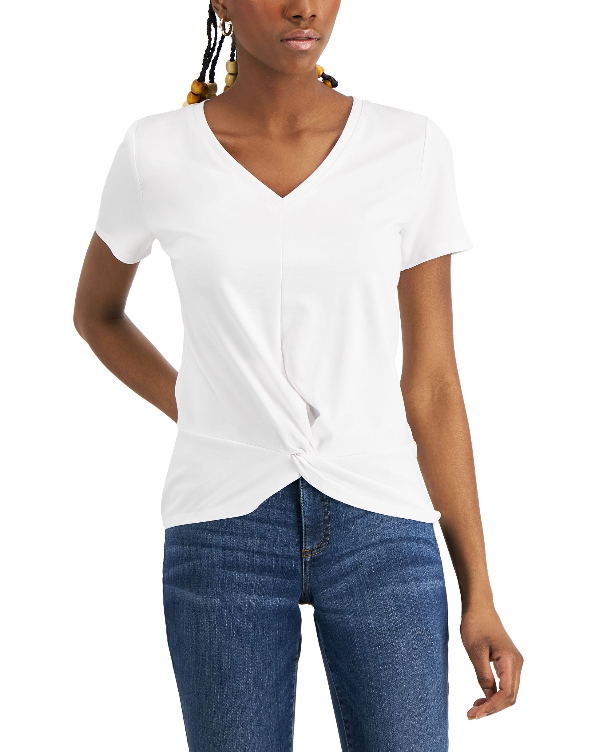 INC International Concepts Womens Twist Front Premium Top