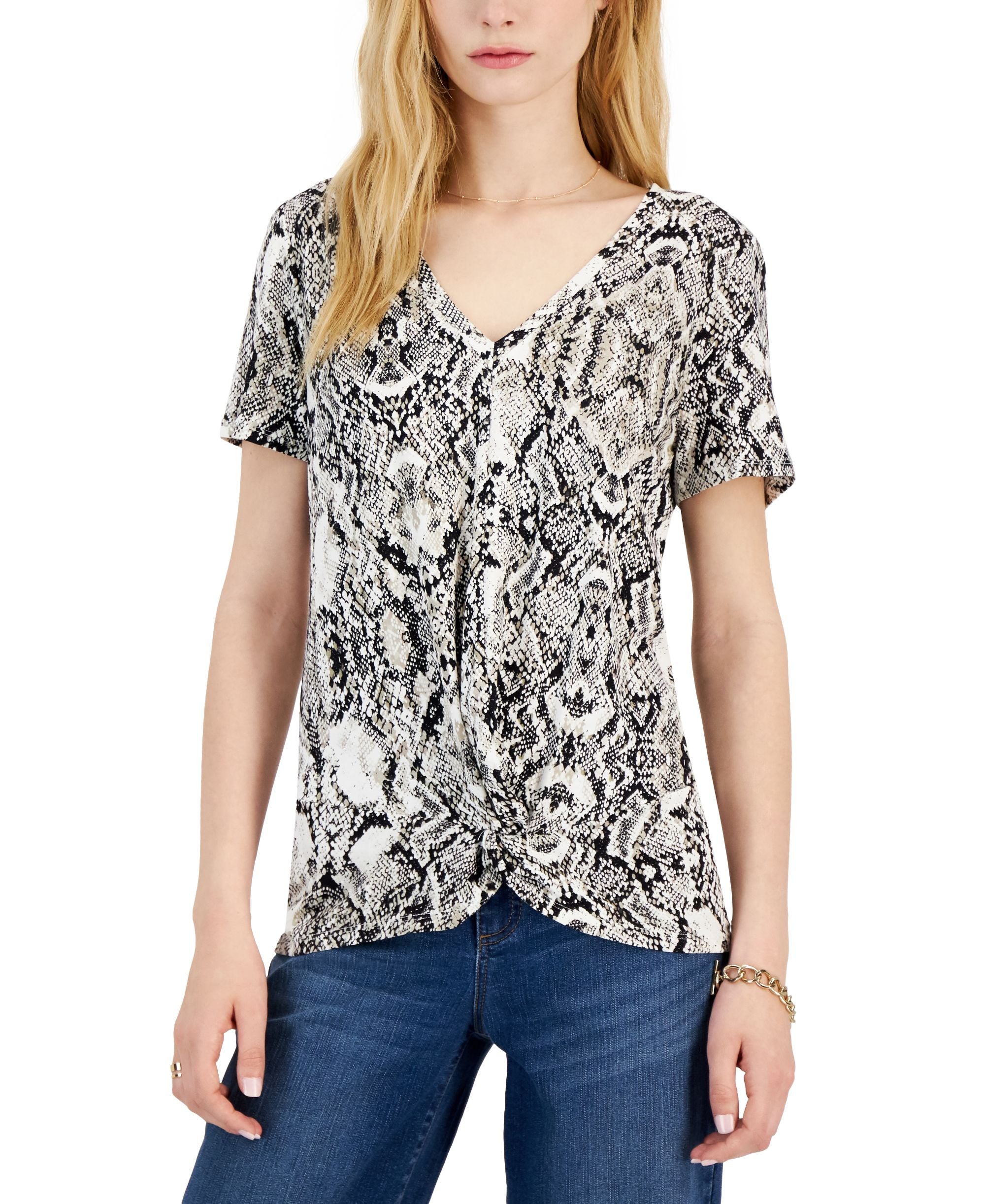 INC International Concepts Womens Snakeskin Print Premium Top