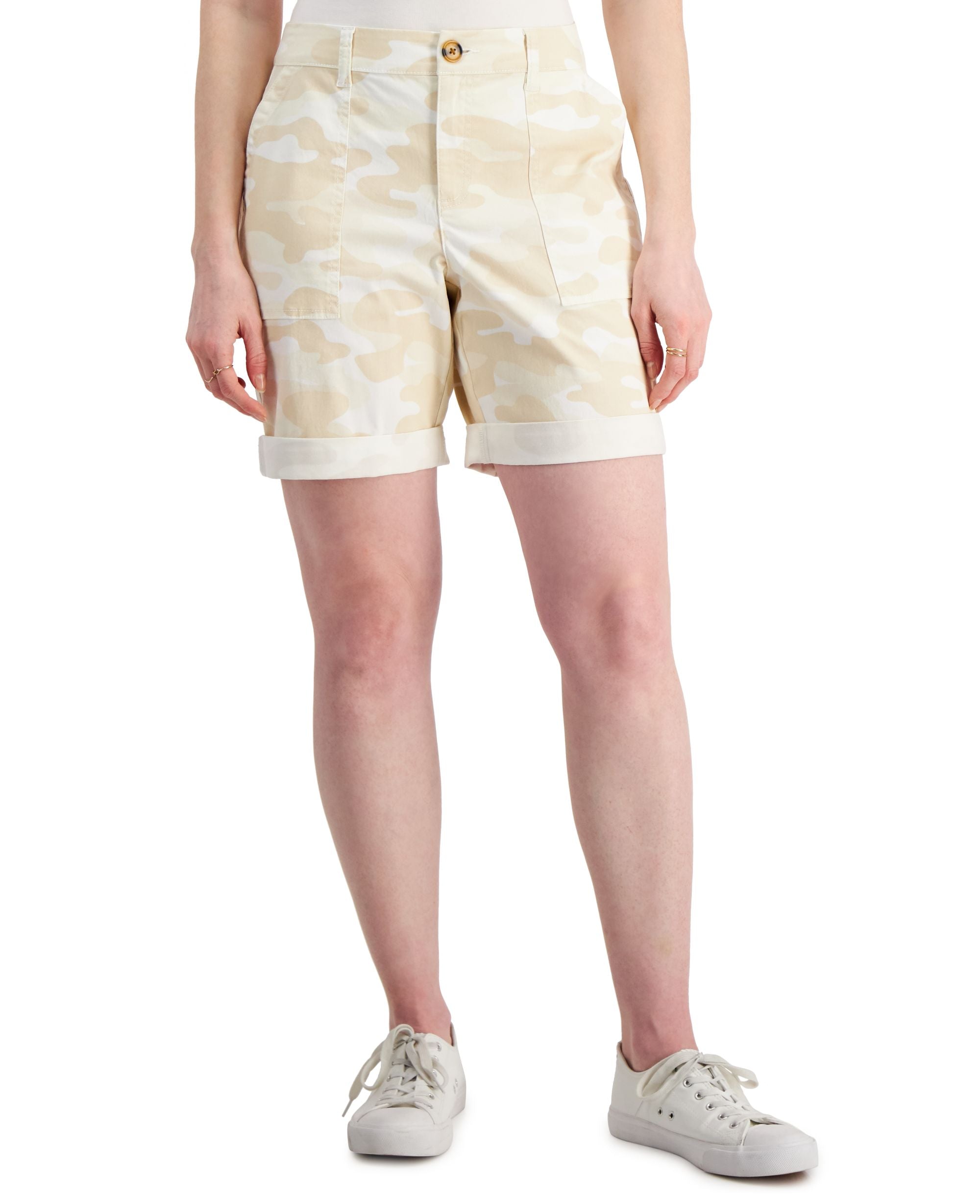 Style & Co Petite Camo Print Cuffed Bermuda Premium Shorts