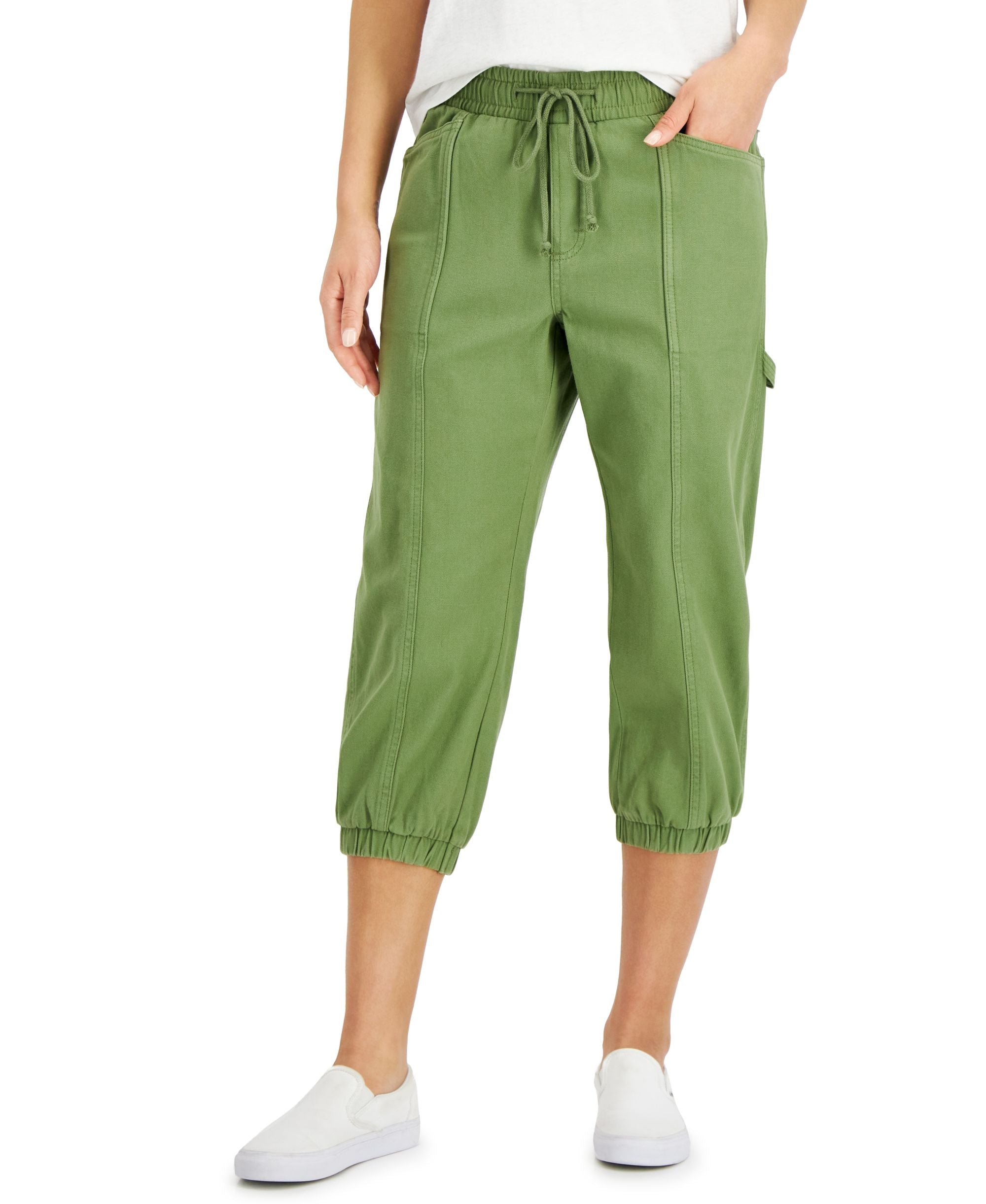 Style & Co Womens Twill Cropped Utility Signature Pants