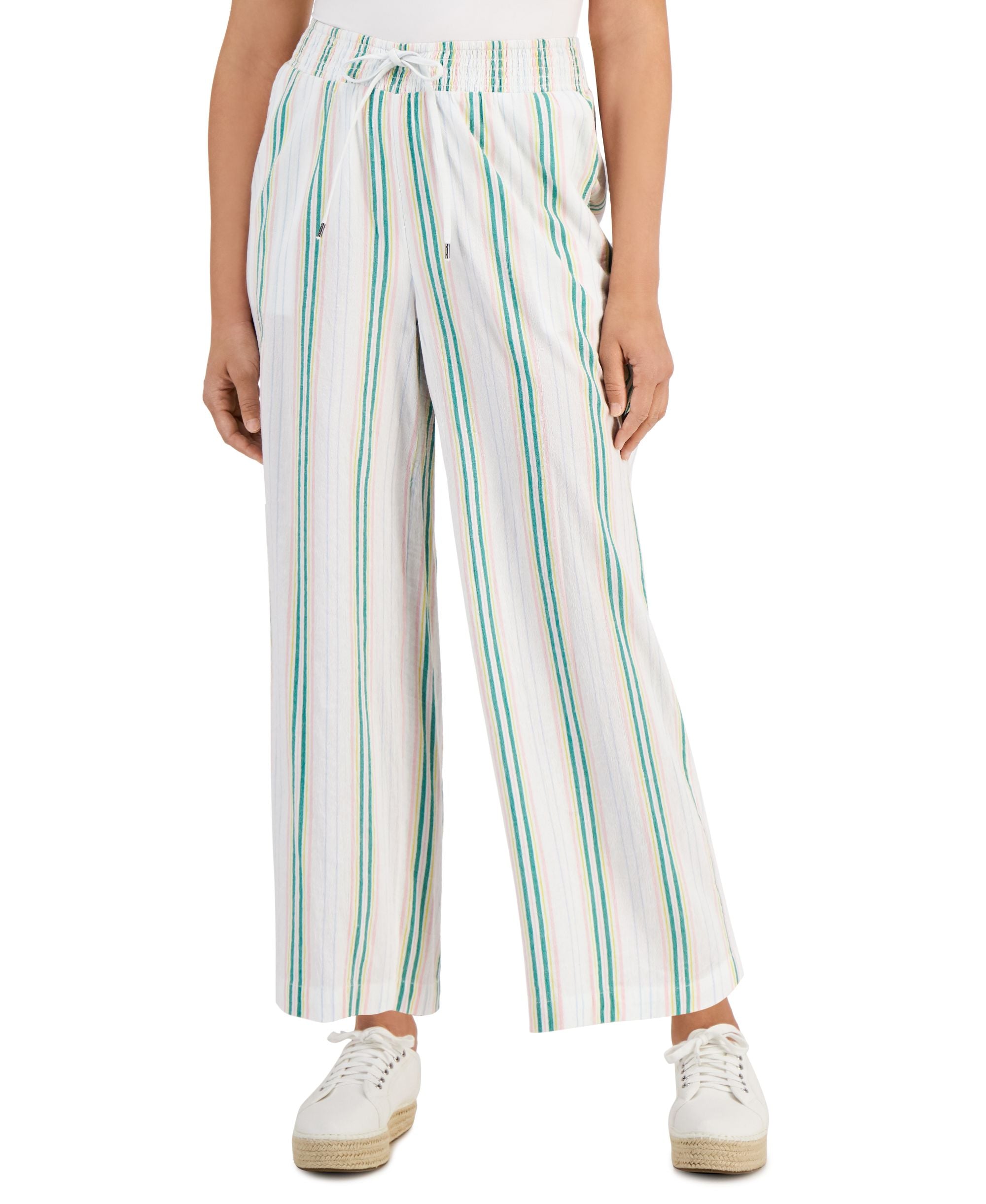 Style & Co Womens Comfort-Waist Cropped Wide-Leg Signature Pants