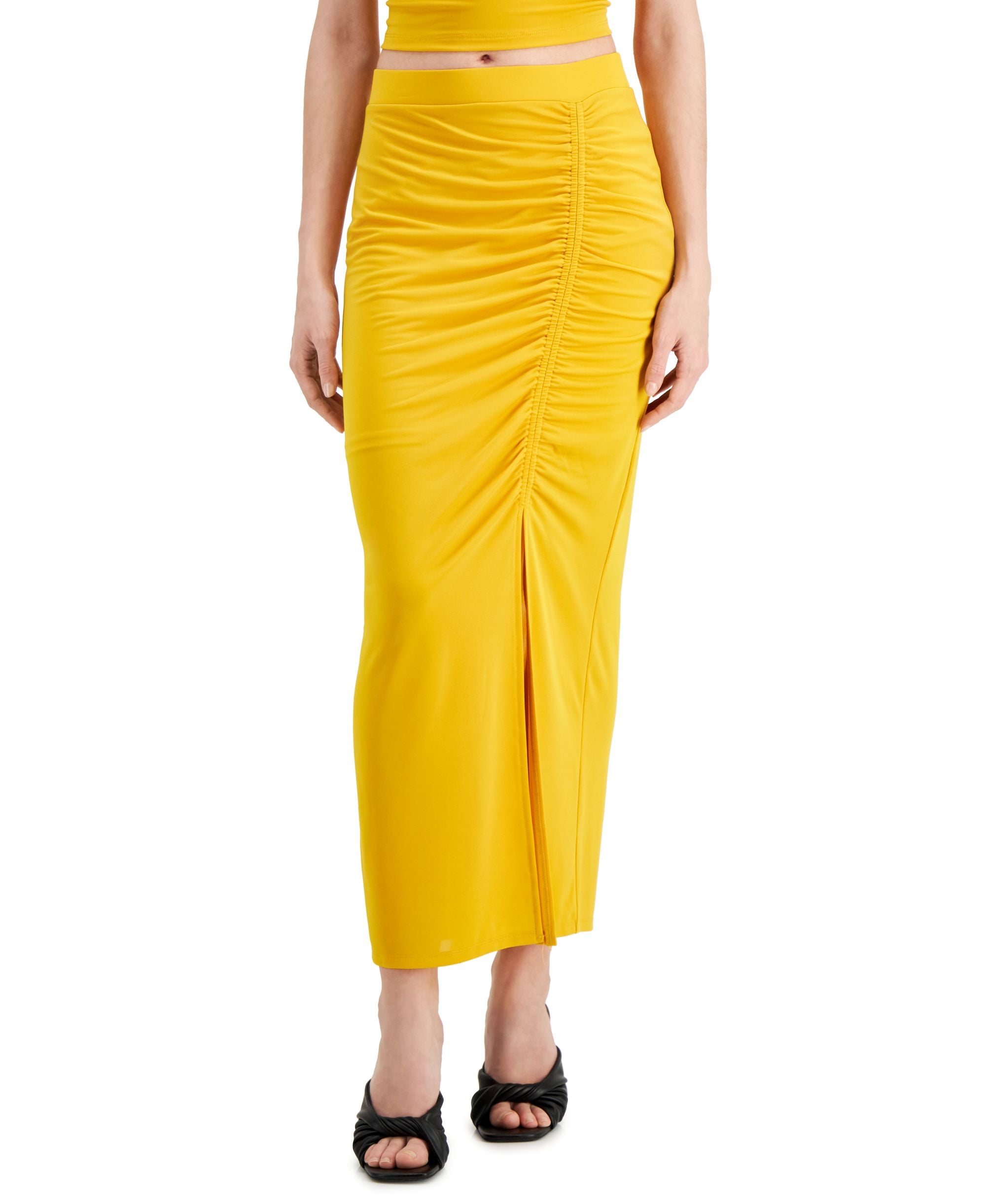 INC International Concepts Womens Ruched Slit Midi Modern Skirt