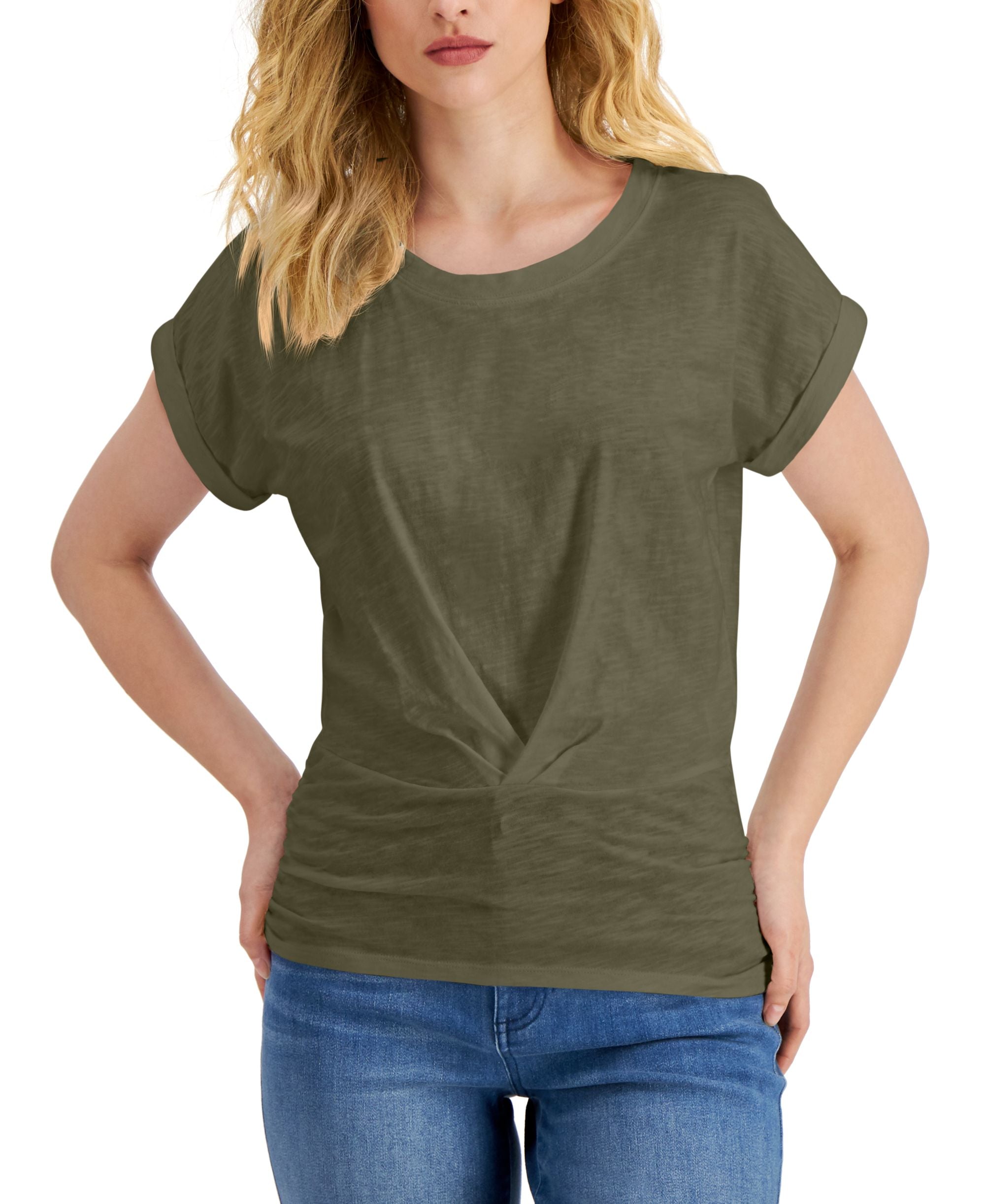 INC International Concepts Pleated Front Premium Top