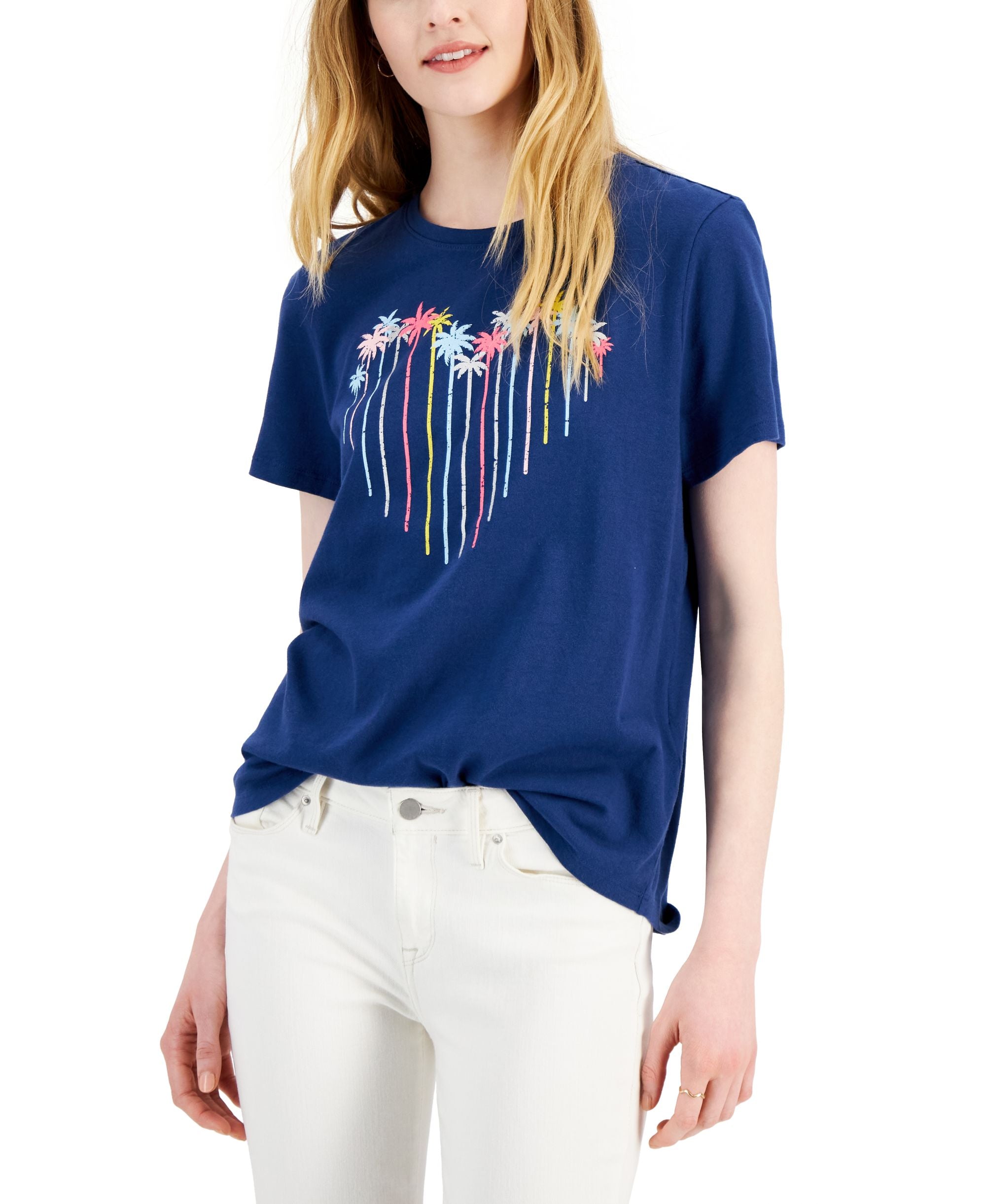 Style & Co Womens Cotton Graphic T-Modern Shirt
