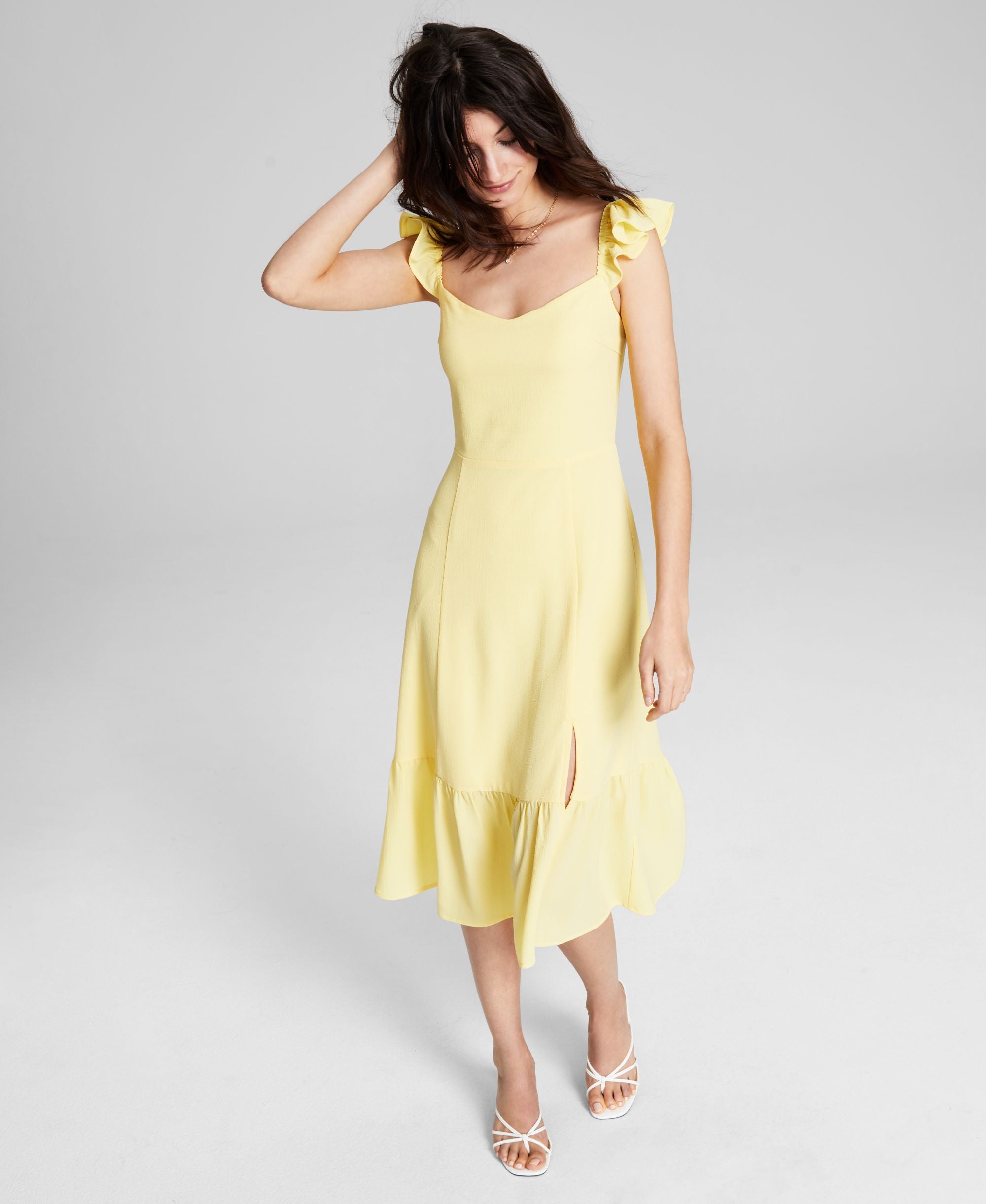 Now This Womens Ruffled Midi Dress