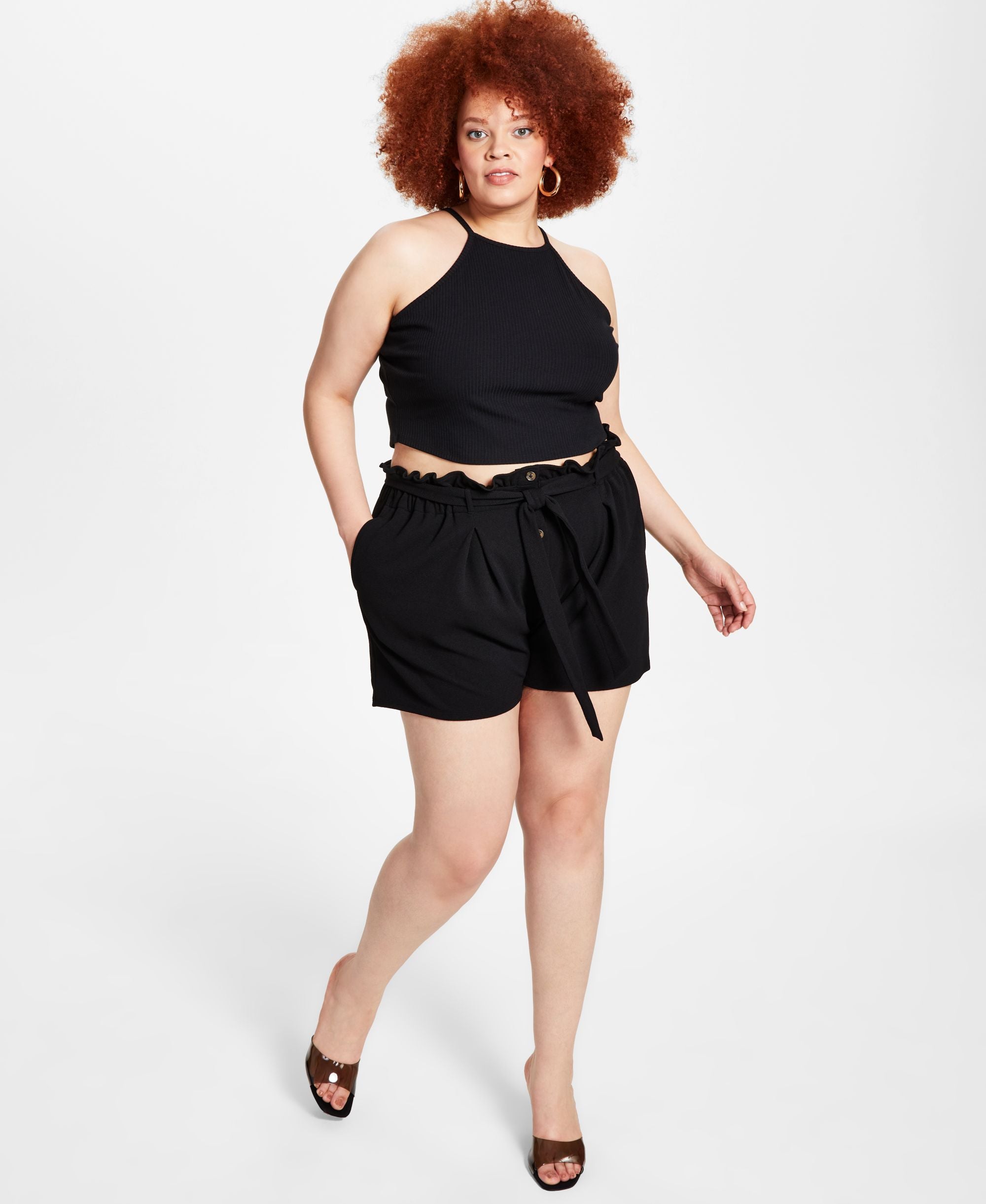 Bar III Modern Plus Size High Rise Premium Shorts