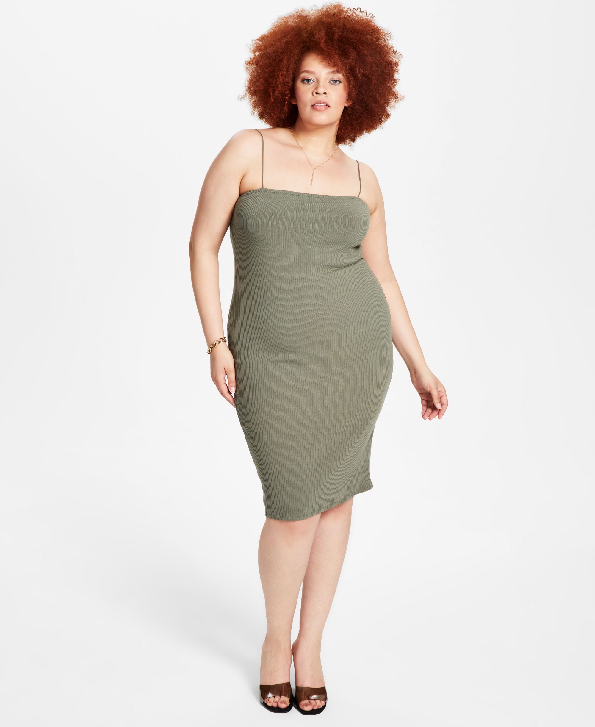 Bar III Modern Plus Size Ribbed Bodycon Dress