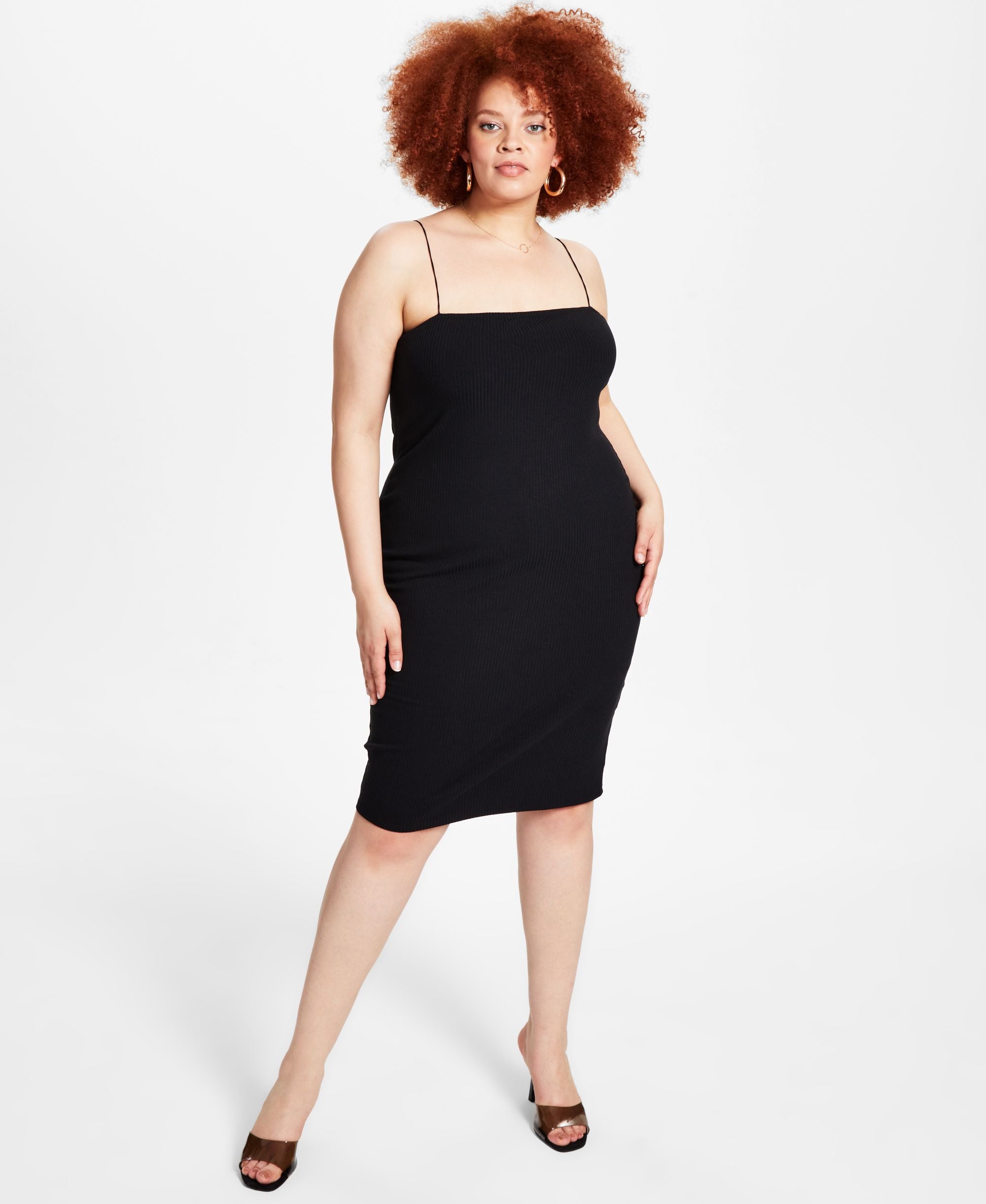 Bar III Modern Plus Size Ribbed Bodycon Dress