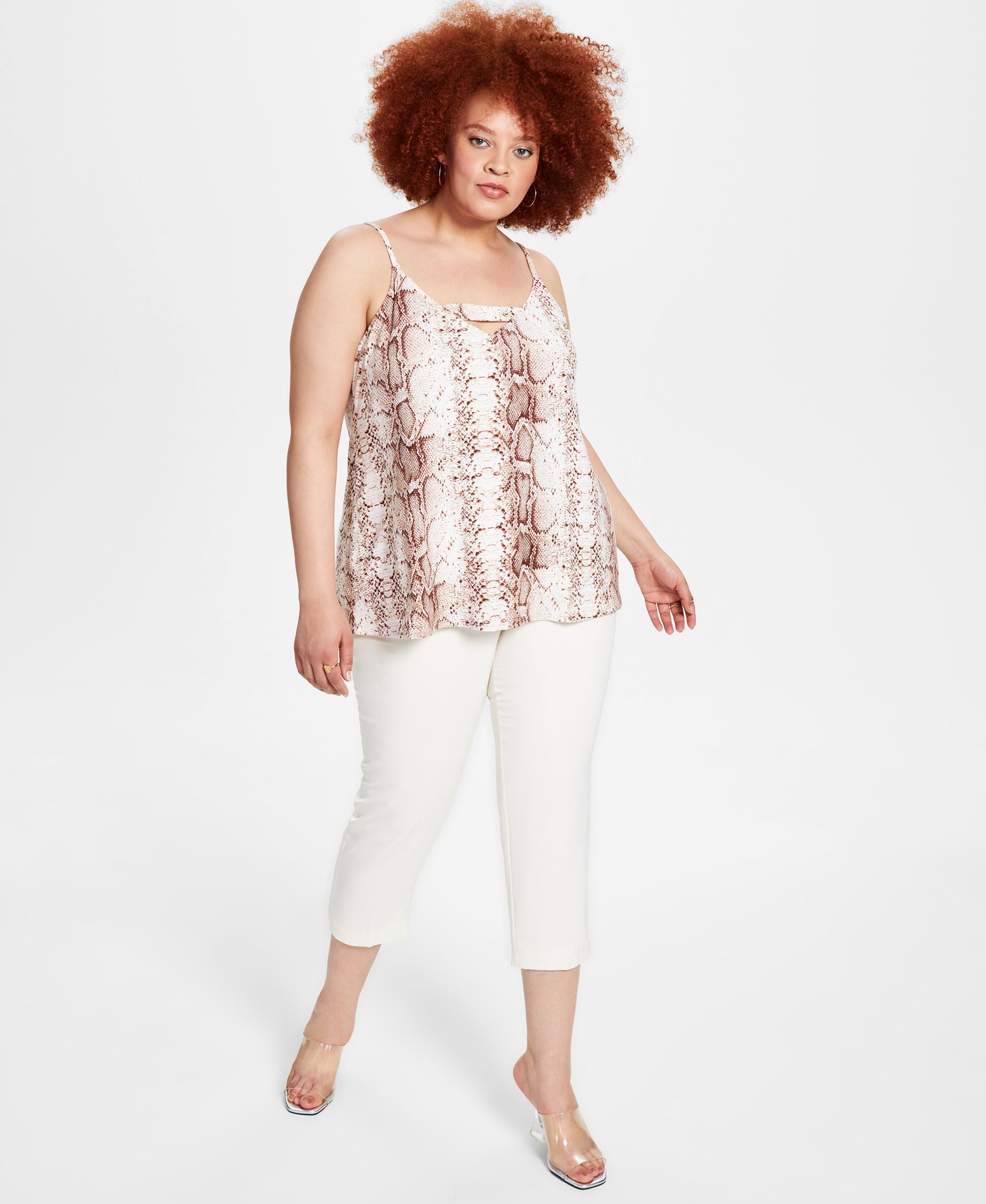 Bar III Modern Plus Size Animal Print Tank Premium Top