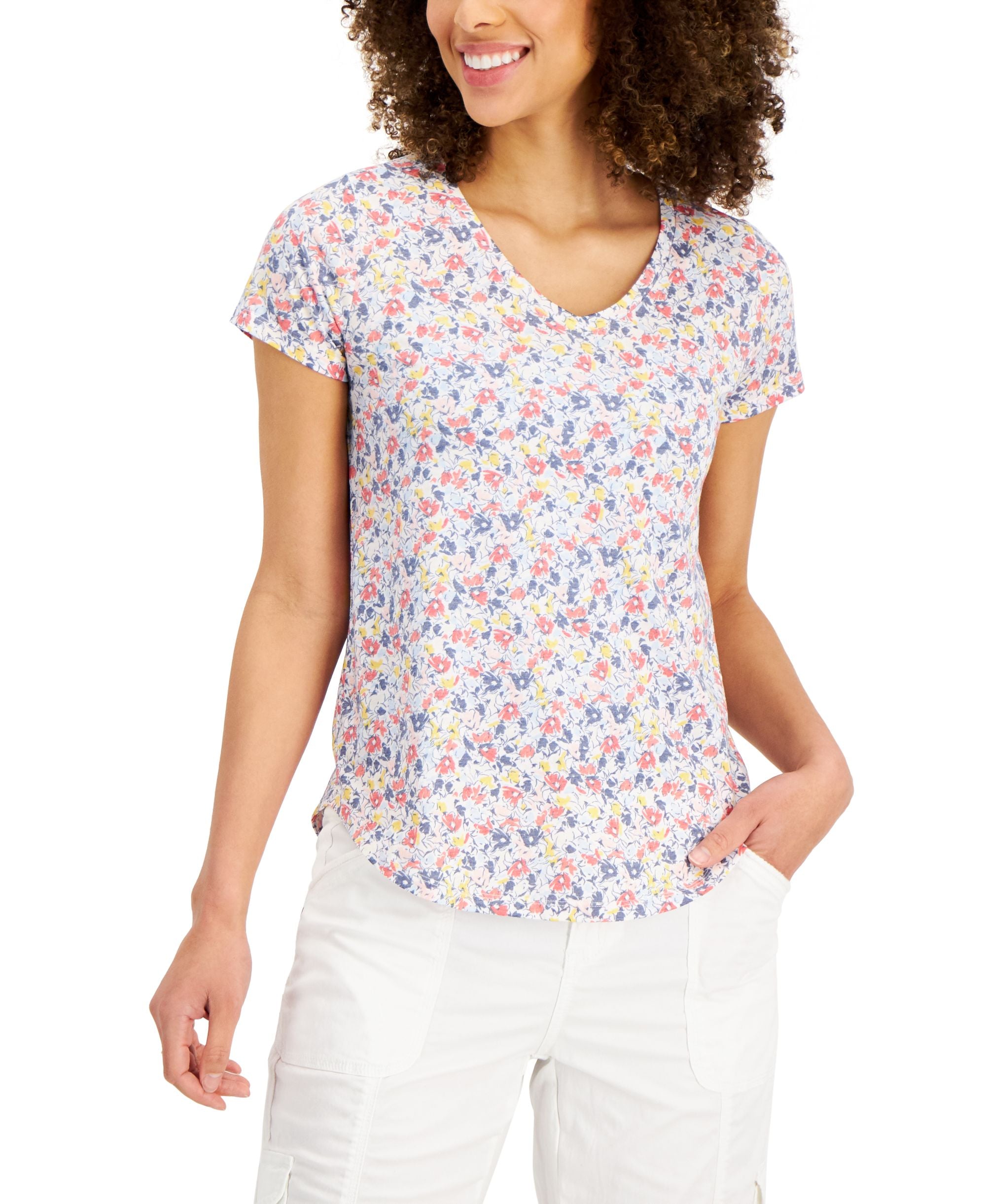 Style & Co Plus Size Printed Burnout T-Modern Shirt