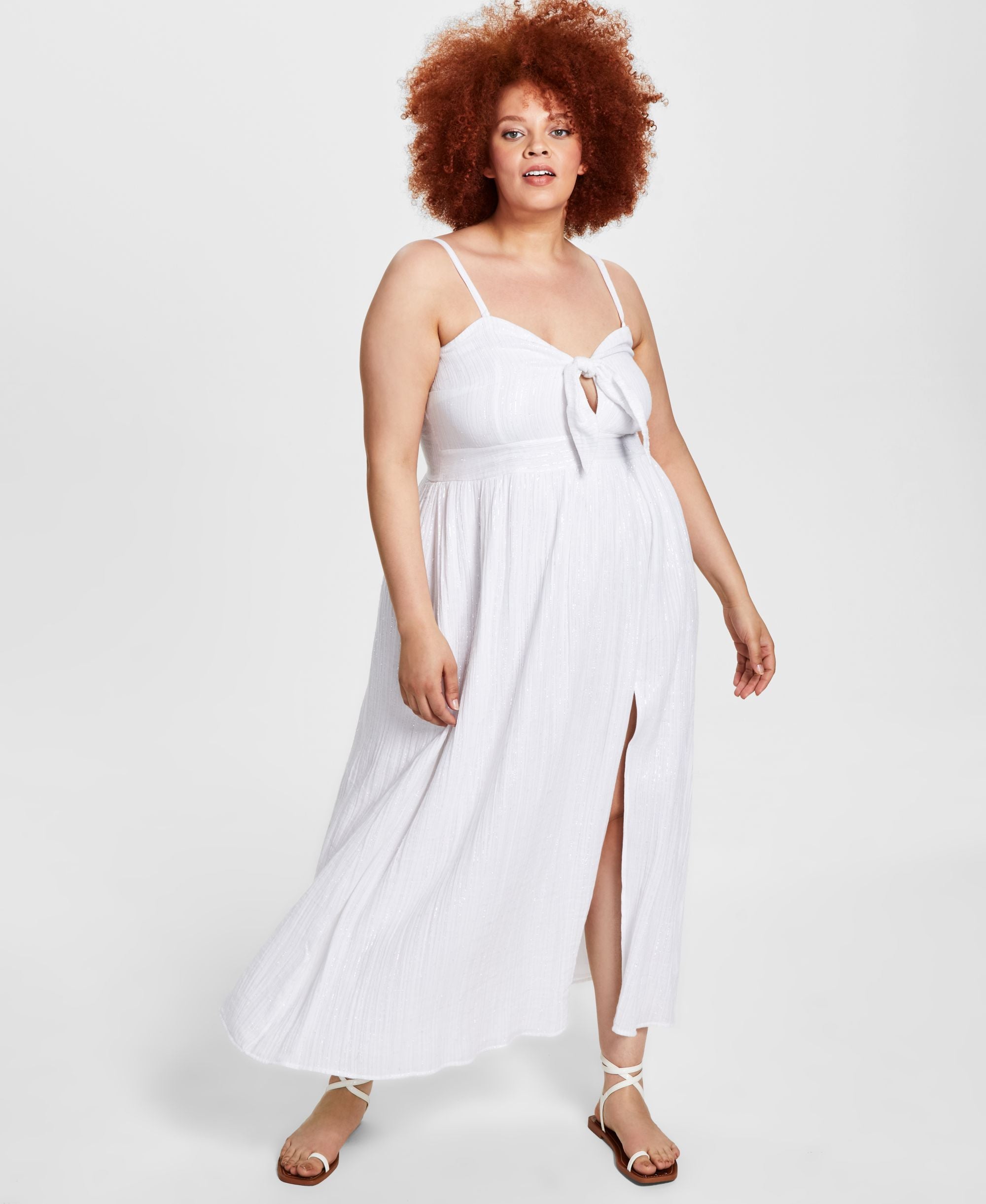 Bar III Modern Plus Size Tie Front Maxi Dress
