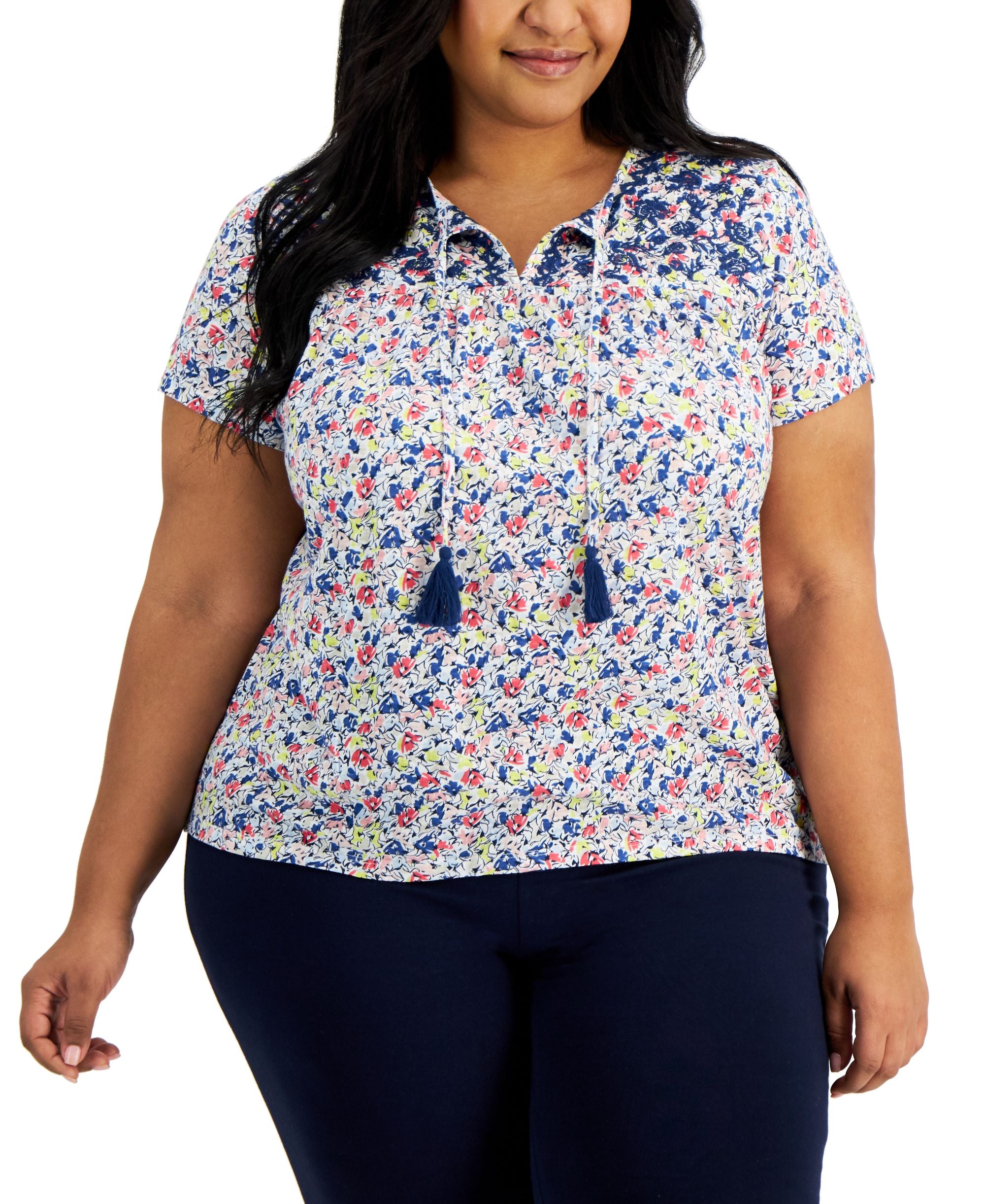 Style & Co Plus Size Embroidered Tassel T-Modern Shirt