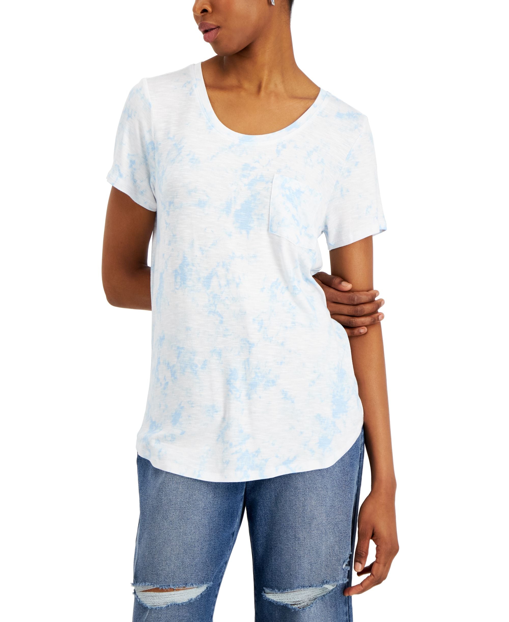 Style & Co Womens Printed Drapey T-Modern Shirt