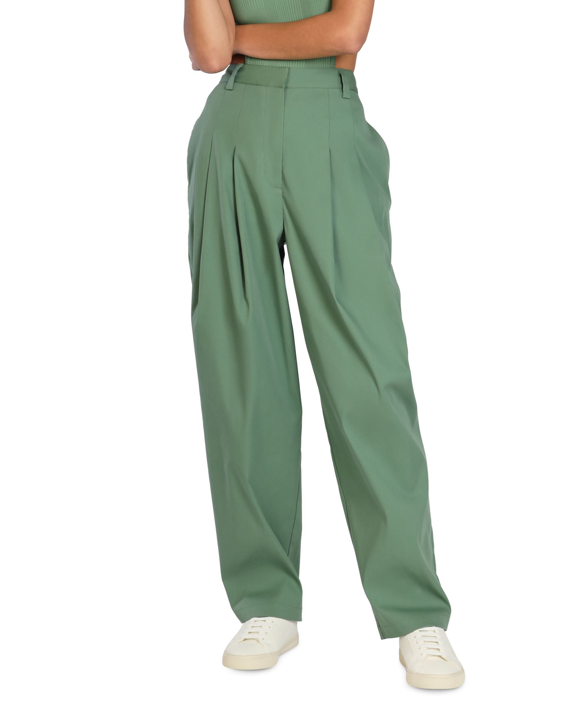Bar III Nicole Williams English Pleated Wide-Leg Relaxed Signature Pants