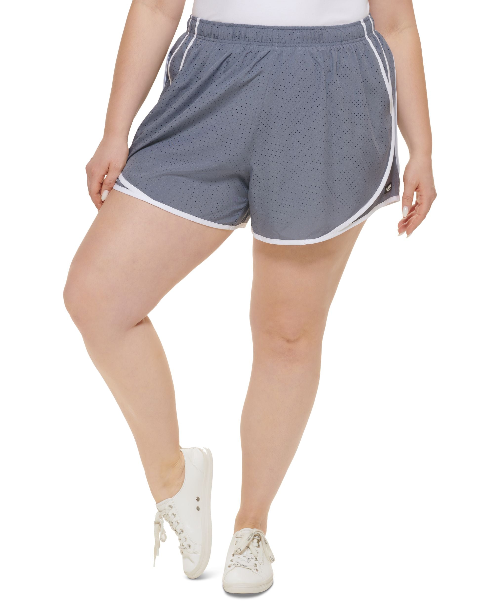 Calvin Klein Performance Womens Plus Size Smocked Waist Fitness Running Premium Shorts