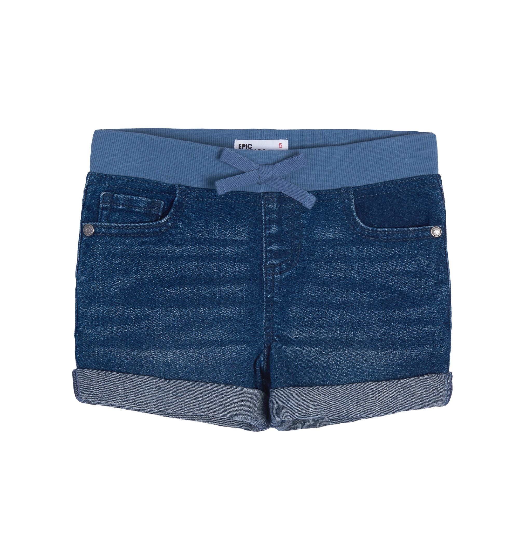 Little Girls Drawstring Denim Premium Shorts