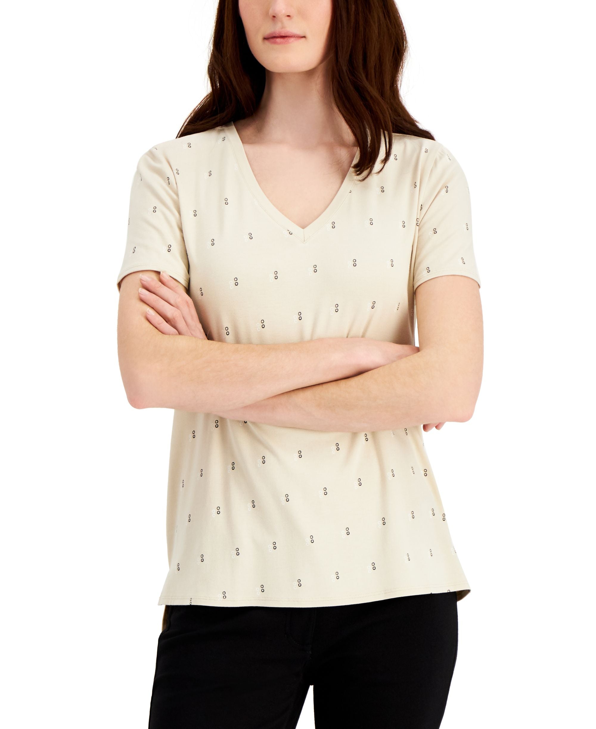 Women's Printed V-Neck T-Modern Shirt