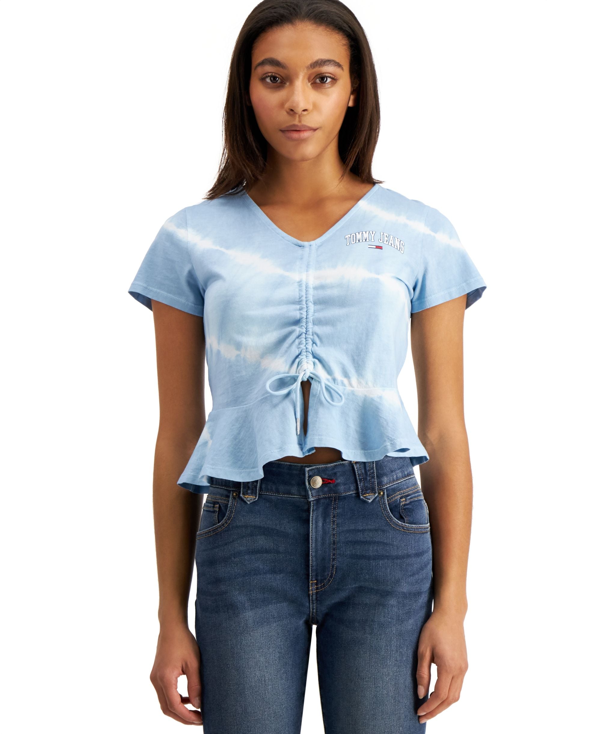 Tommy Premium Jeans Tie Dyed Cinch Front Cotton T-Modern Shirt