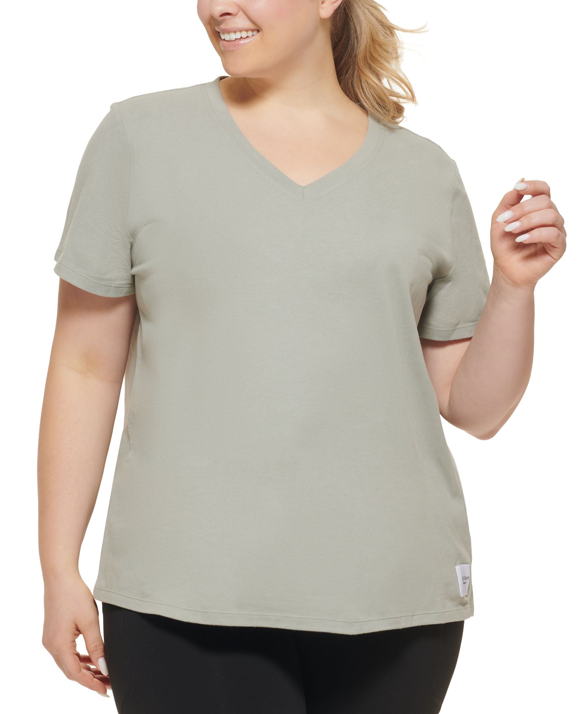 Calvin Klein Performance Womens Plus V-Neck Fitness Pullover Premium Top