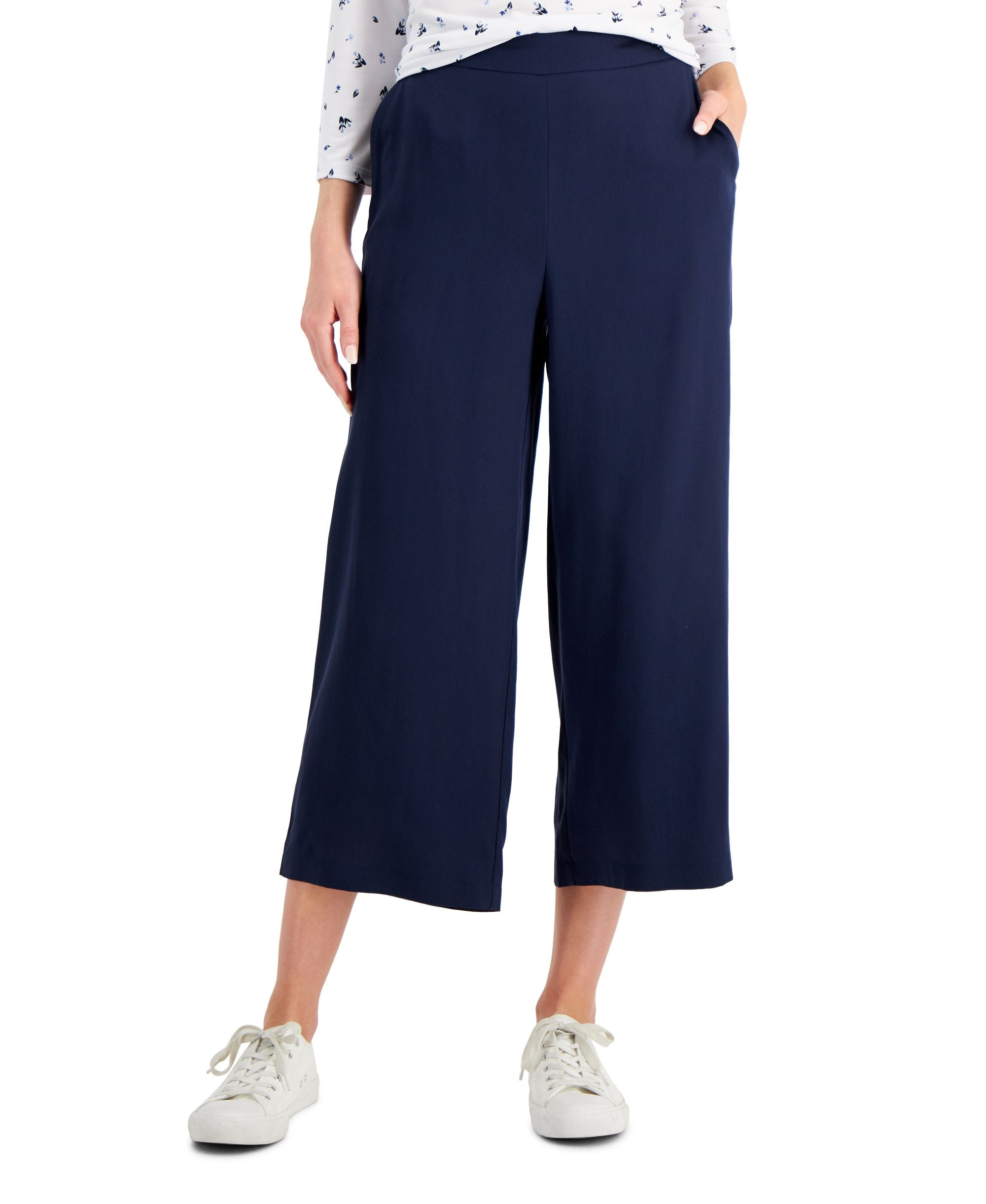 Charter Club Womens Cropped Wide-Leg Signature Pants