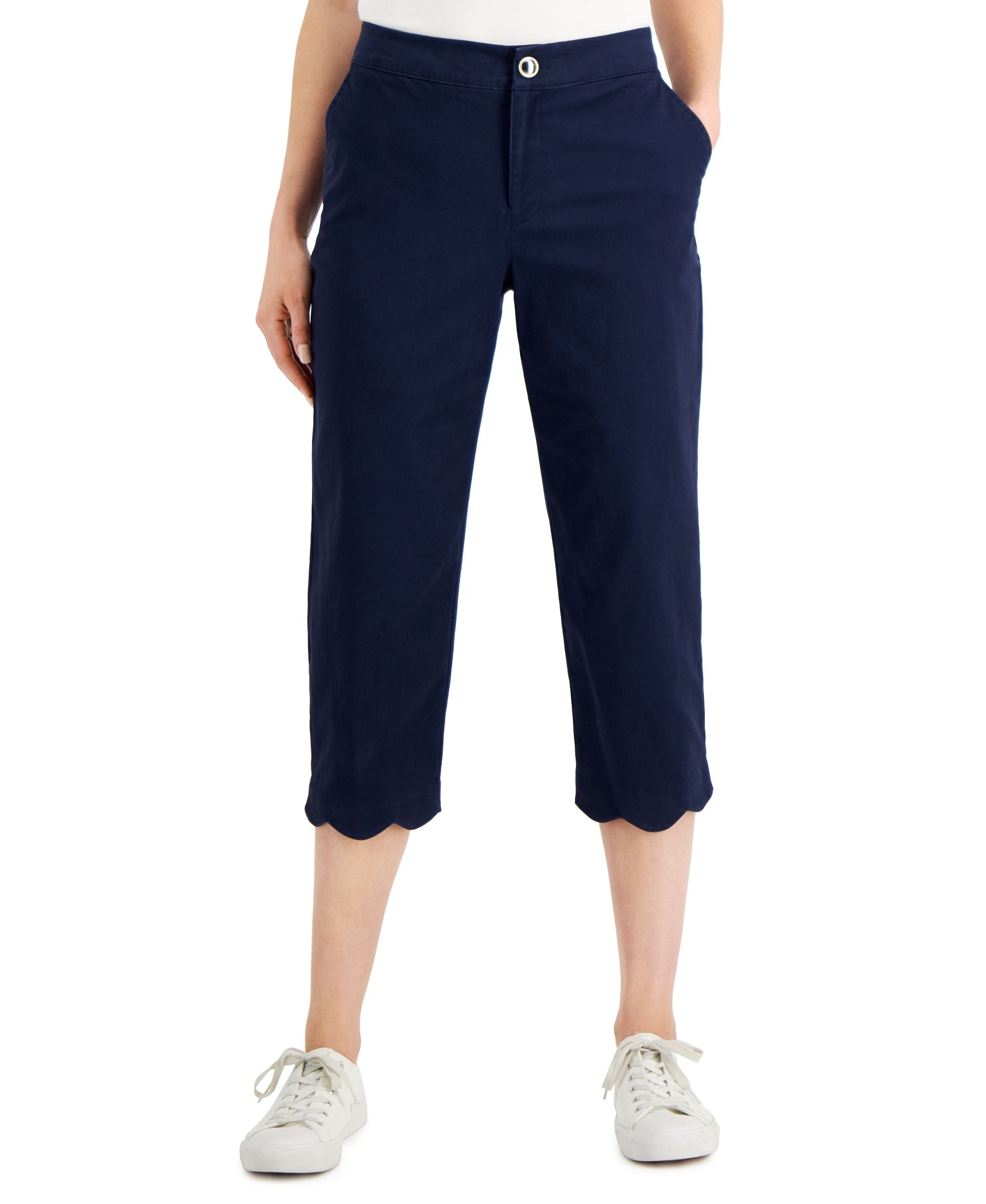 Charter Club Womens Scalloped Capri-Length Signature Pants