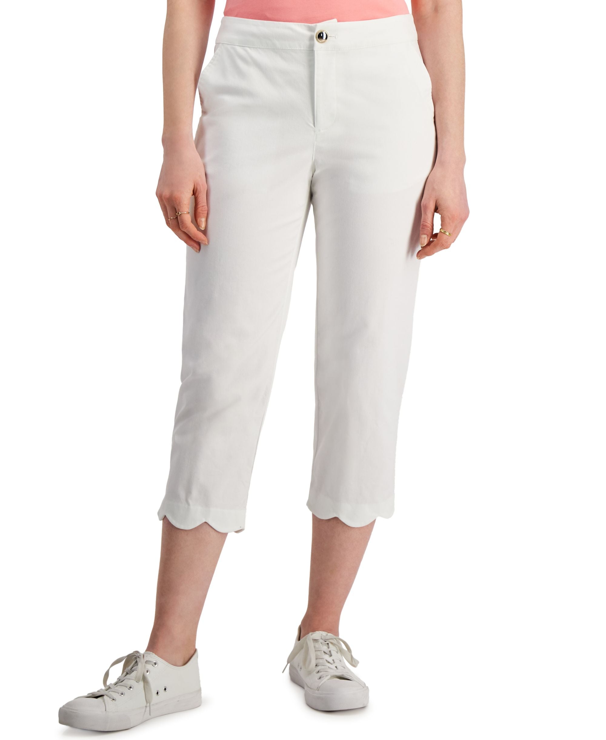 Charter Club Womens Scalloped Capri-Length Signature Pants