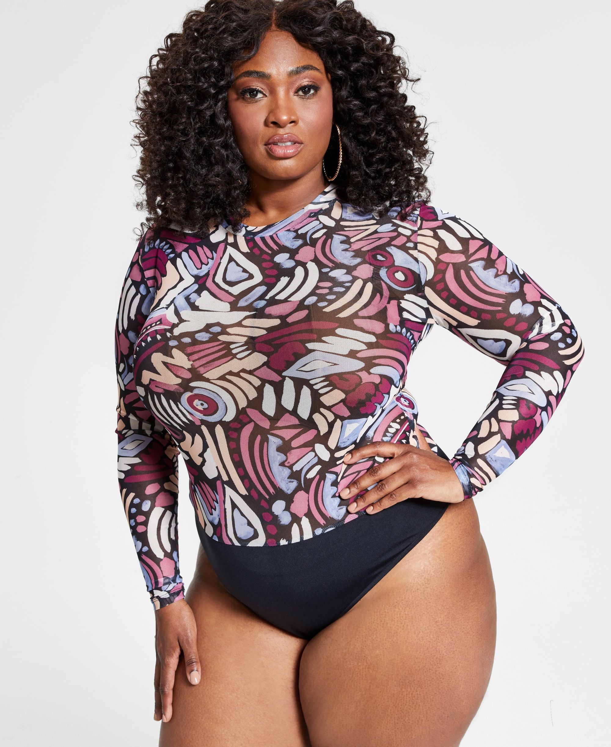 Nina Parker Modern Plus Size Mesh Bodysuit
