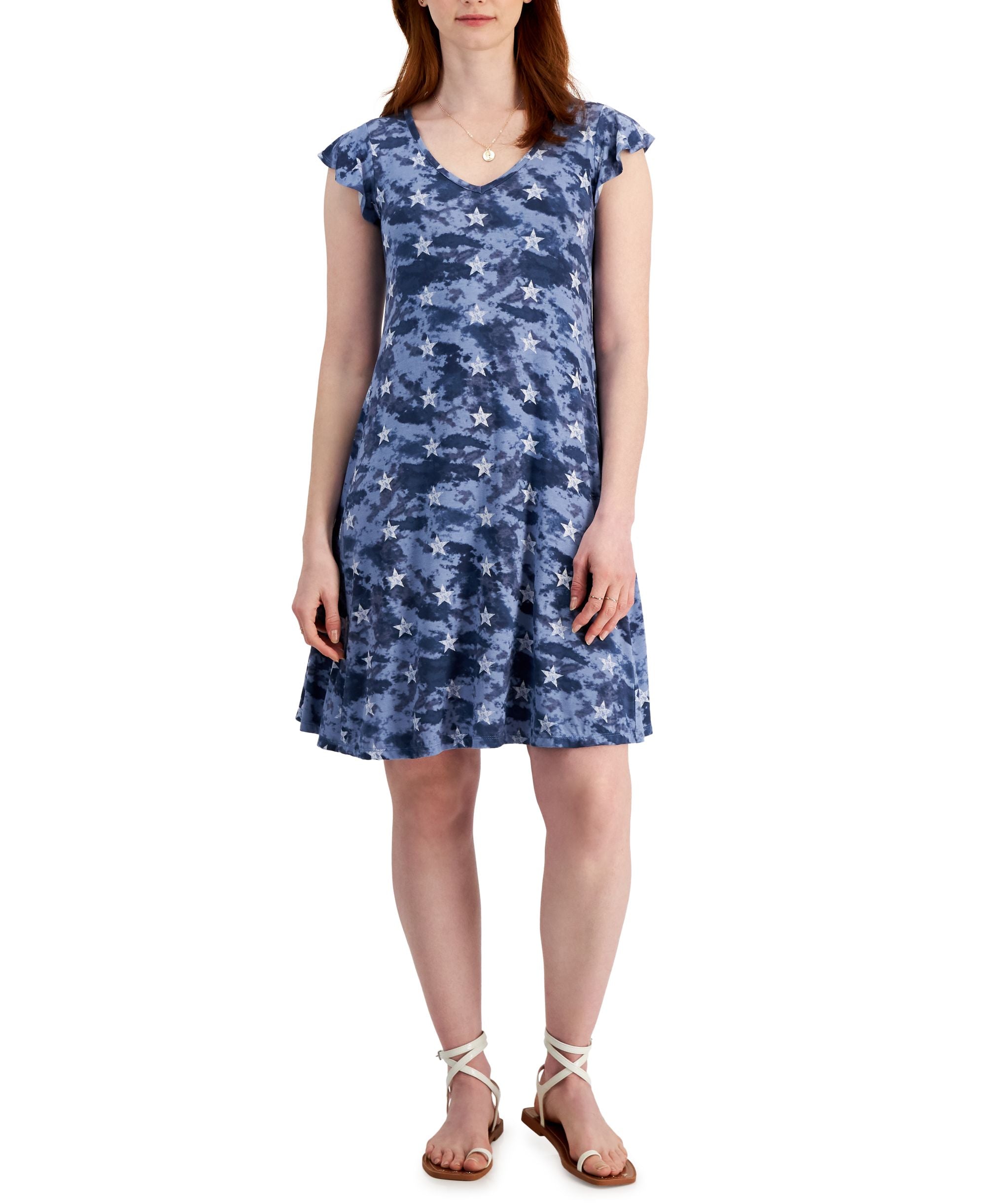 Style & Co Womens Flutter-Sleeve Flip Flop Dress