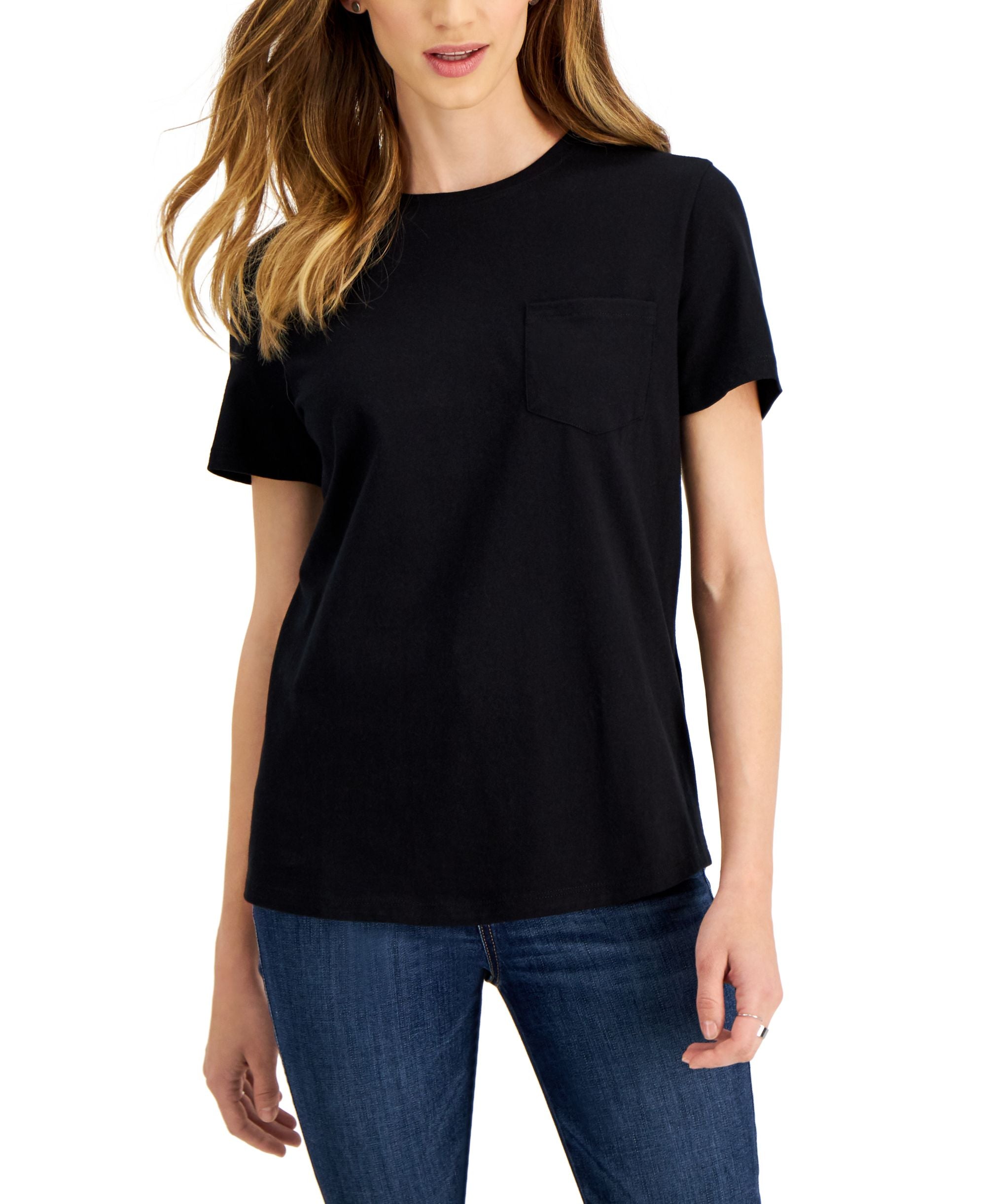 Style & Co Womens Cotton Pocket T-Modern Shirt