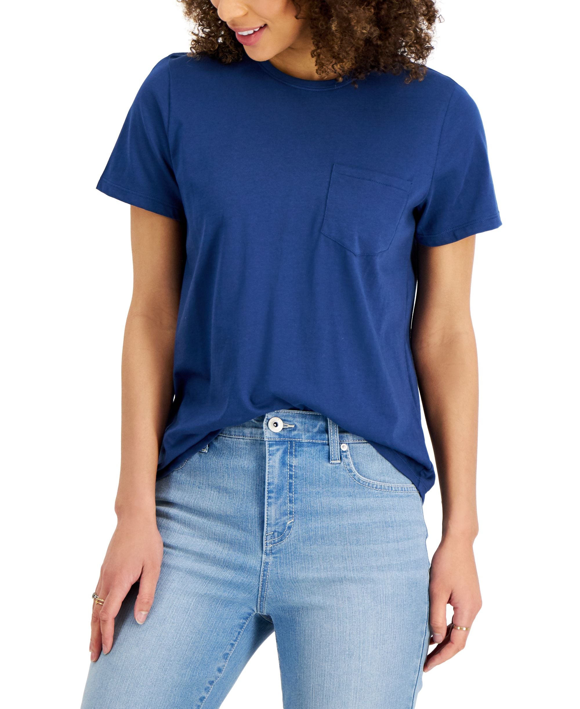 Style & Co Womens Cotton Pocket T-Modern Shirt