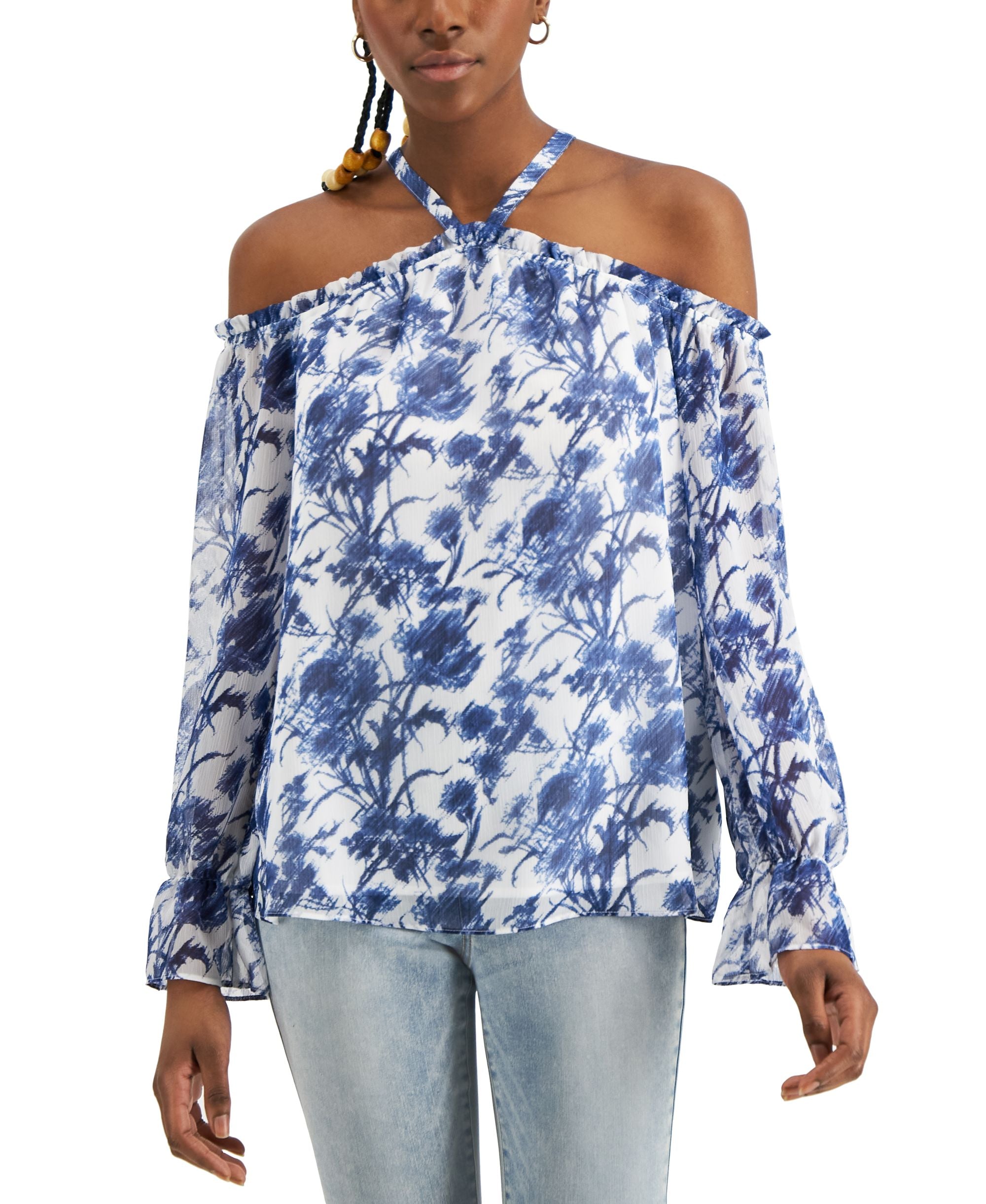 INC International Concepts Womens Cold Shoulder Signature Blouse